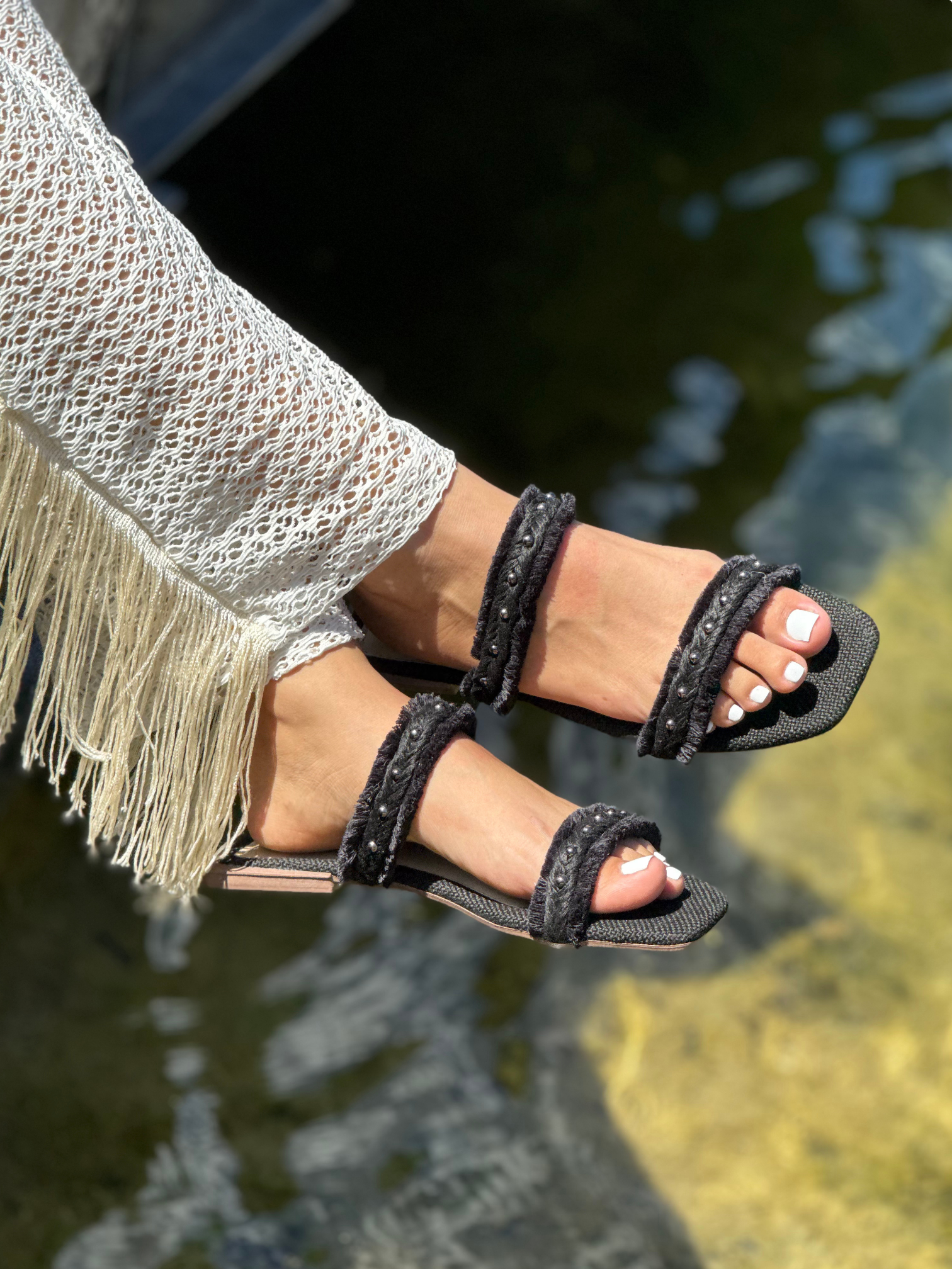 Sandalias Planas Negras Sandalias Negras Comodas Mujer Calzados