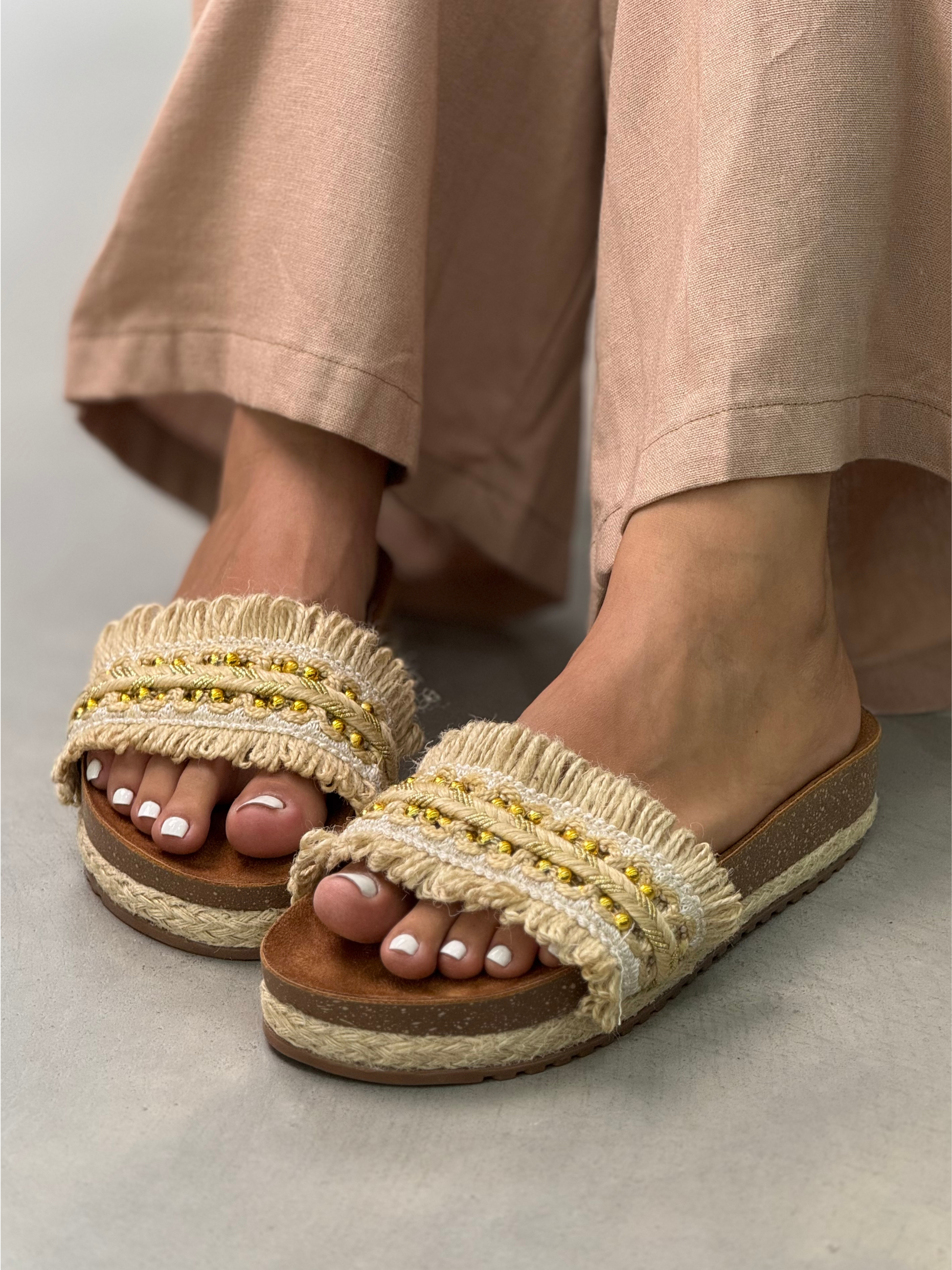 Sandalias casuales con Flecos y Brillos S1324 para mujer | Maraldo