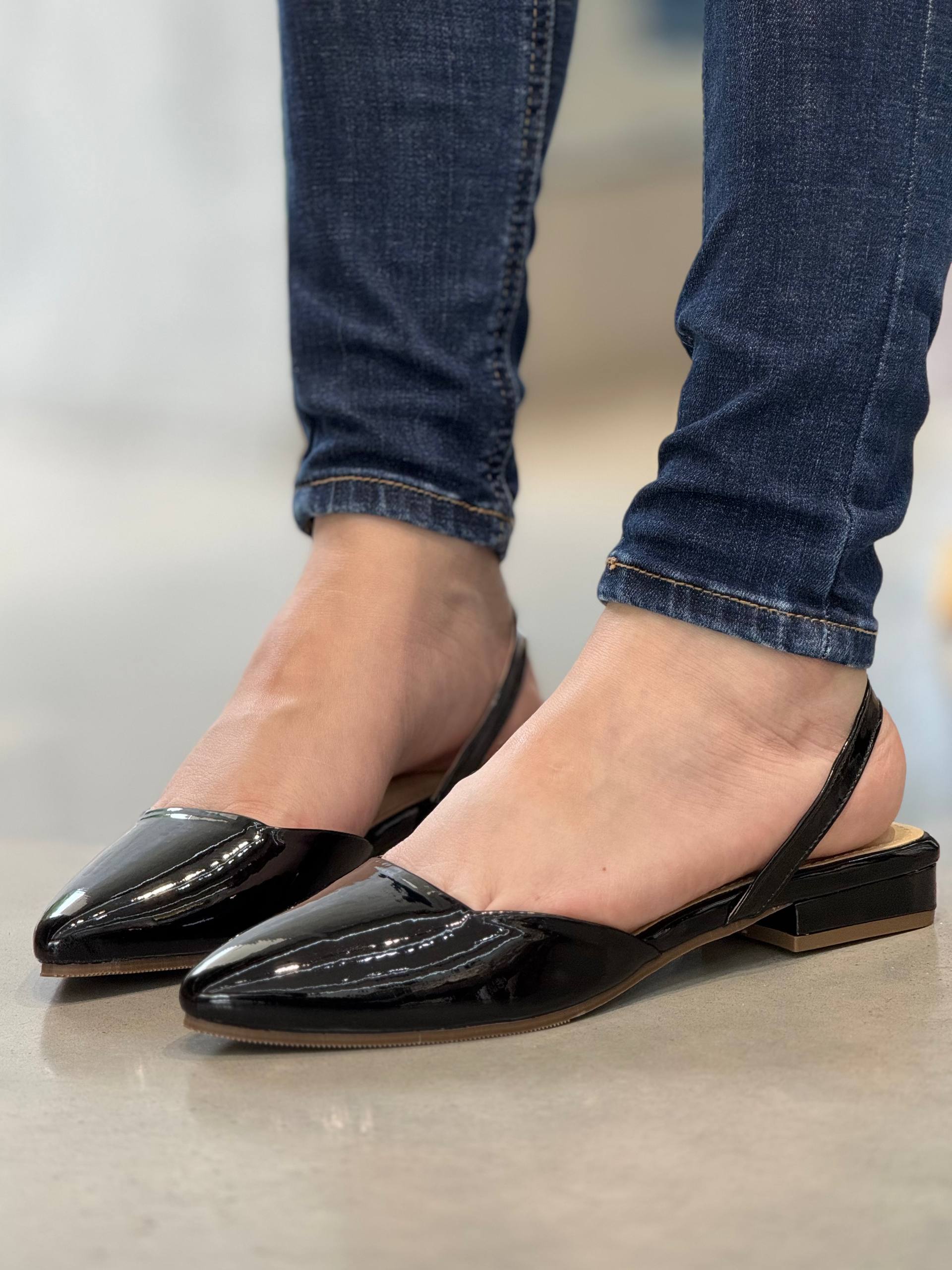 Baleta Negro Charol Slingback VL17 para mujer Maraldo