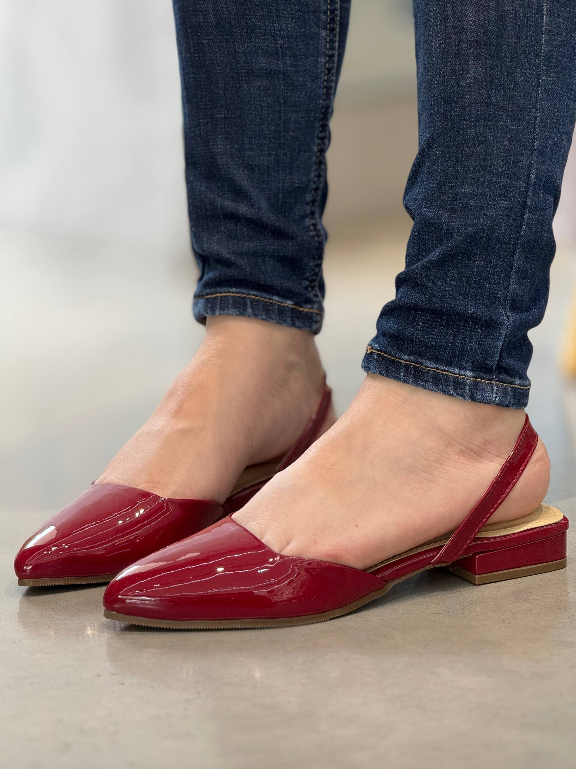 Baleta Vinotinto Charol Slingback ✨ VL17 VINOTINTO