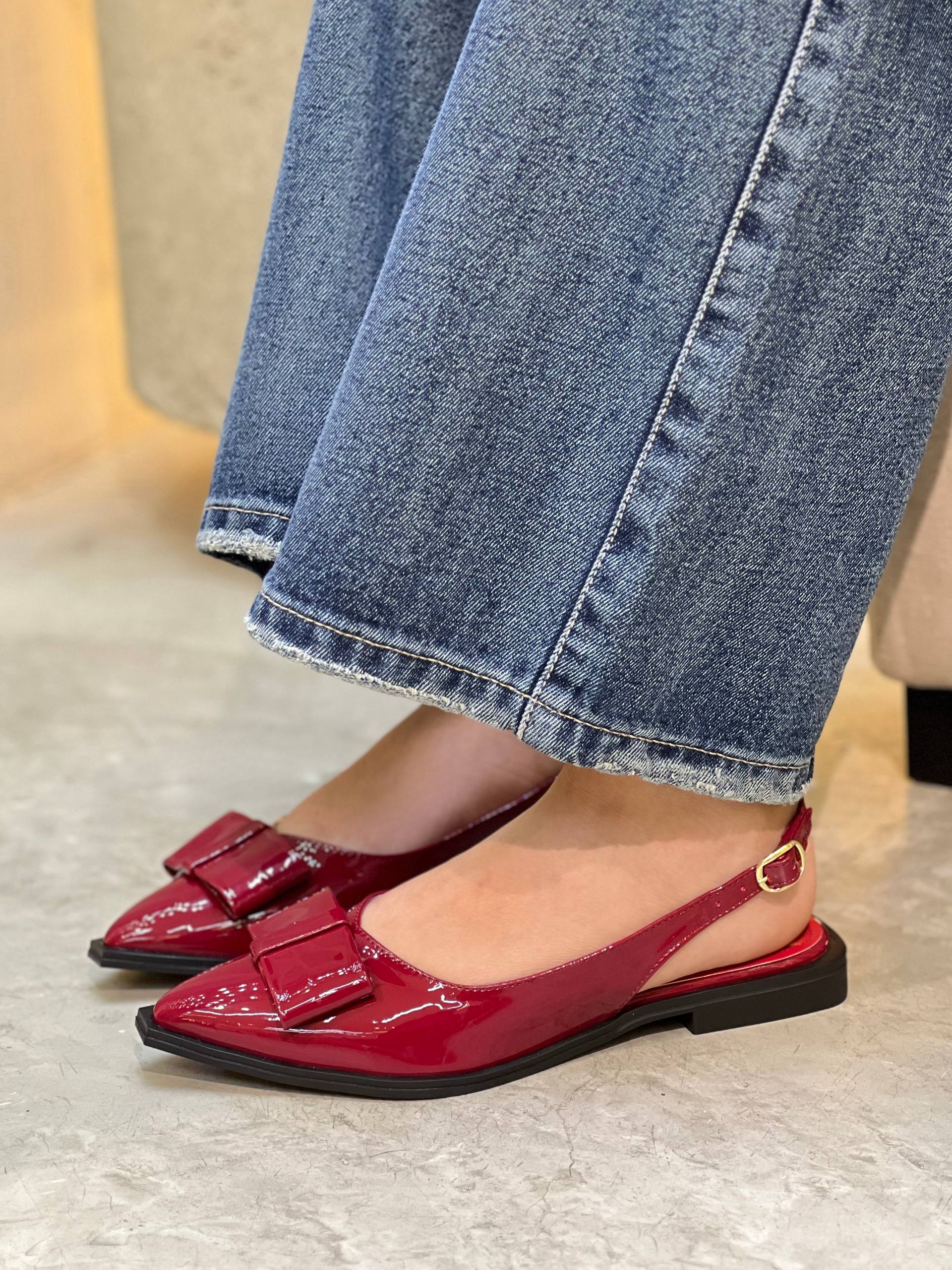 Baleta Negra Punta Fina con Lazo VL12 para mujer | Maraldo