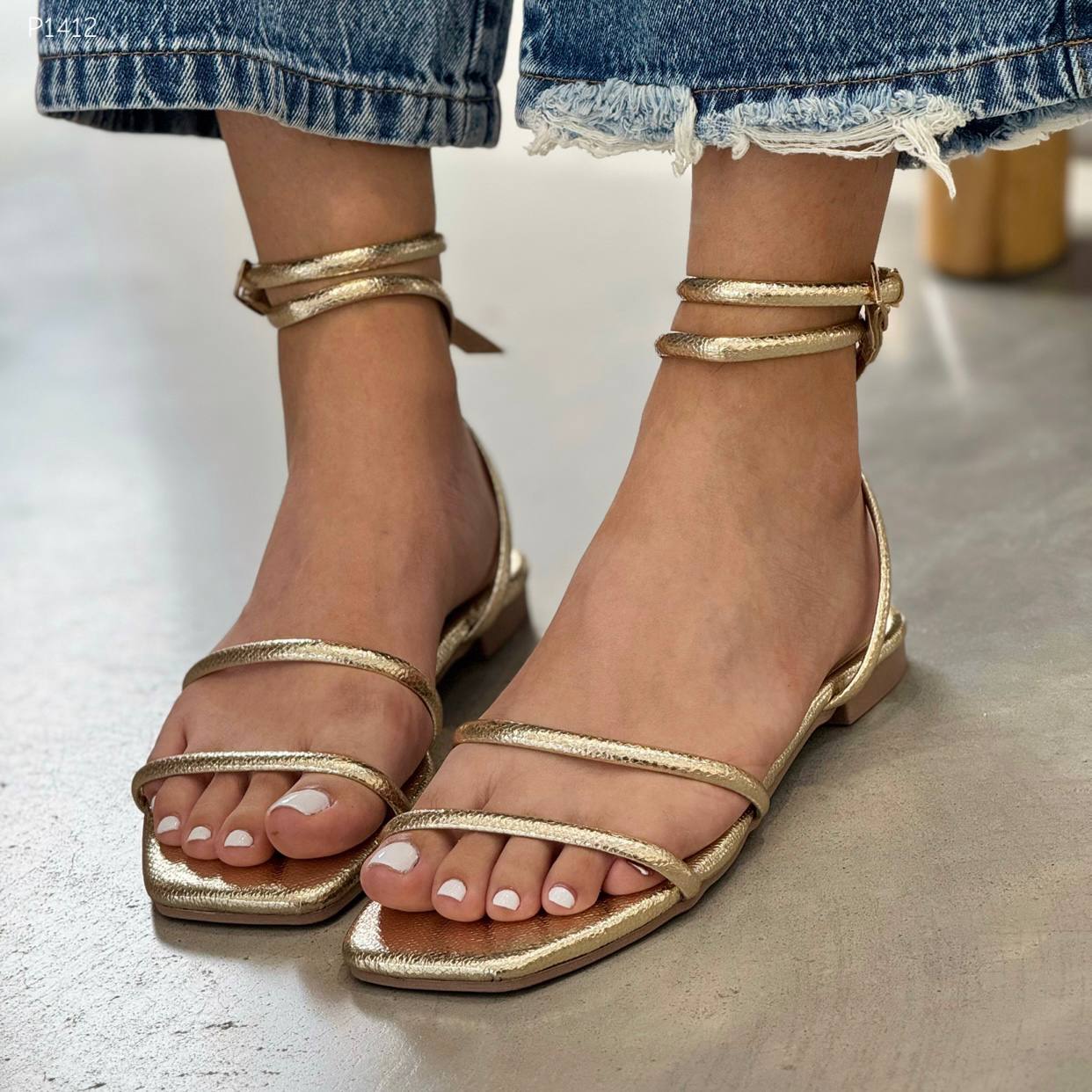Sandalias Champagne Dorado Elegantes para Mujer – P1412