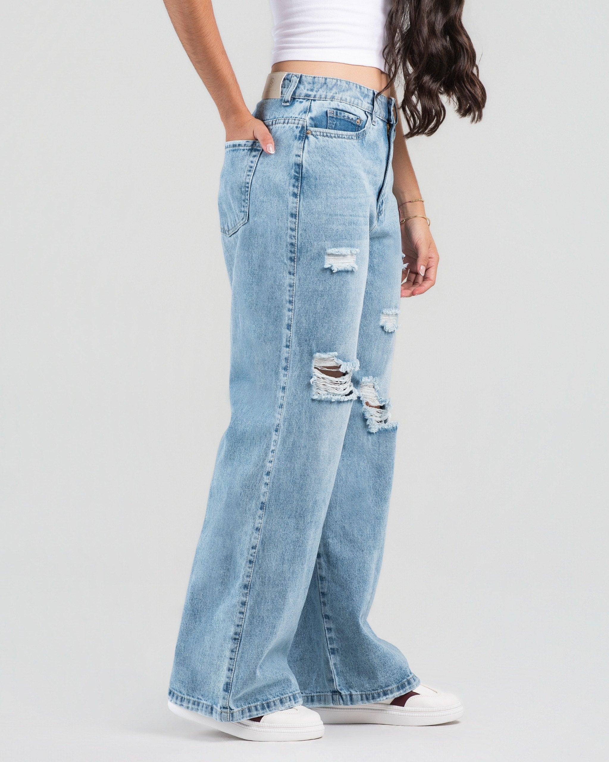 Jean Wide Leg con rotos| JBC71