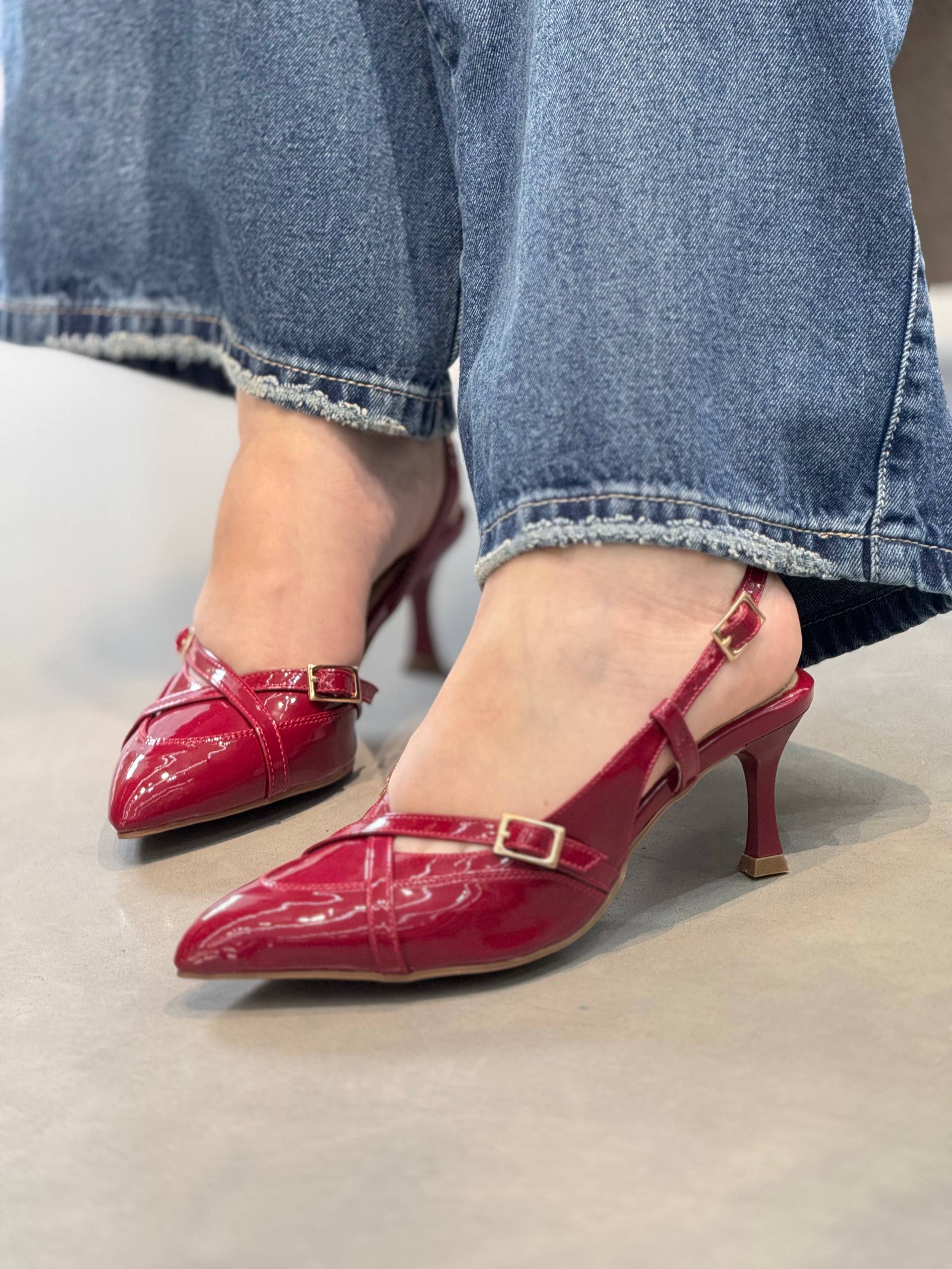 Tacón Slingback Rojo 5.5cm – T708