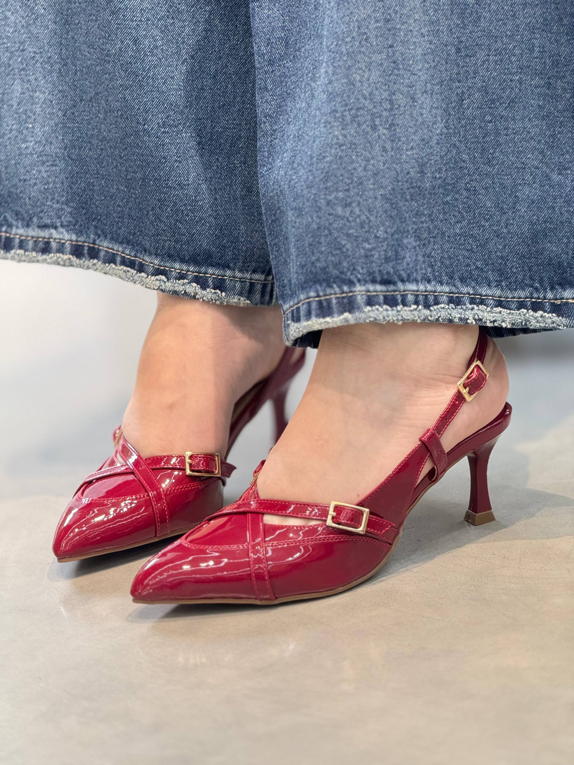 Tacón Slingback Rojo 5.5cm – T708