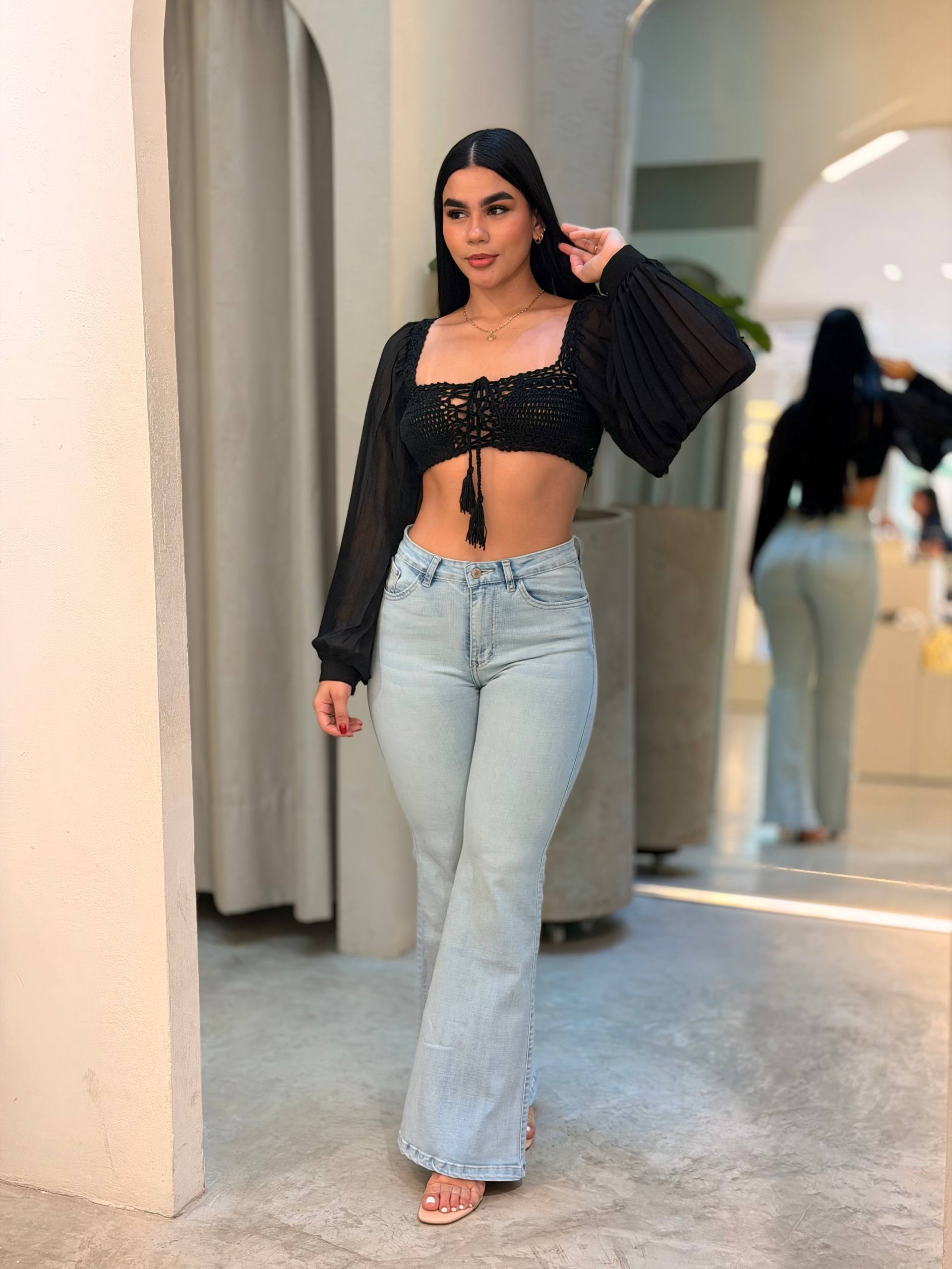 Crop Top Negro  | CROPYR2080 Importado