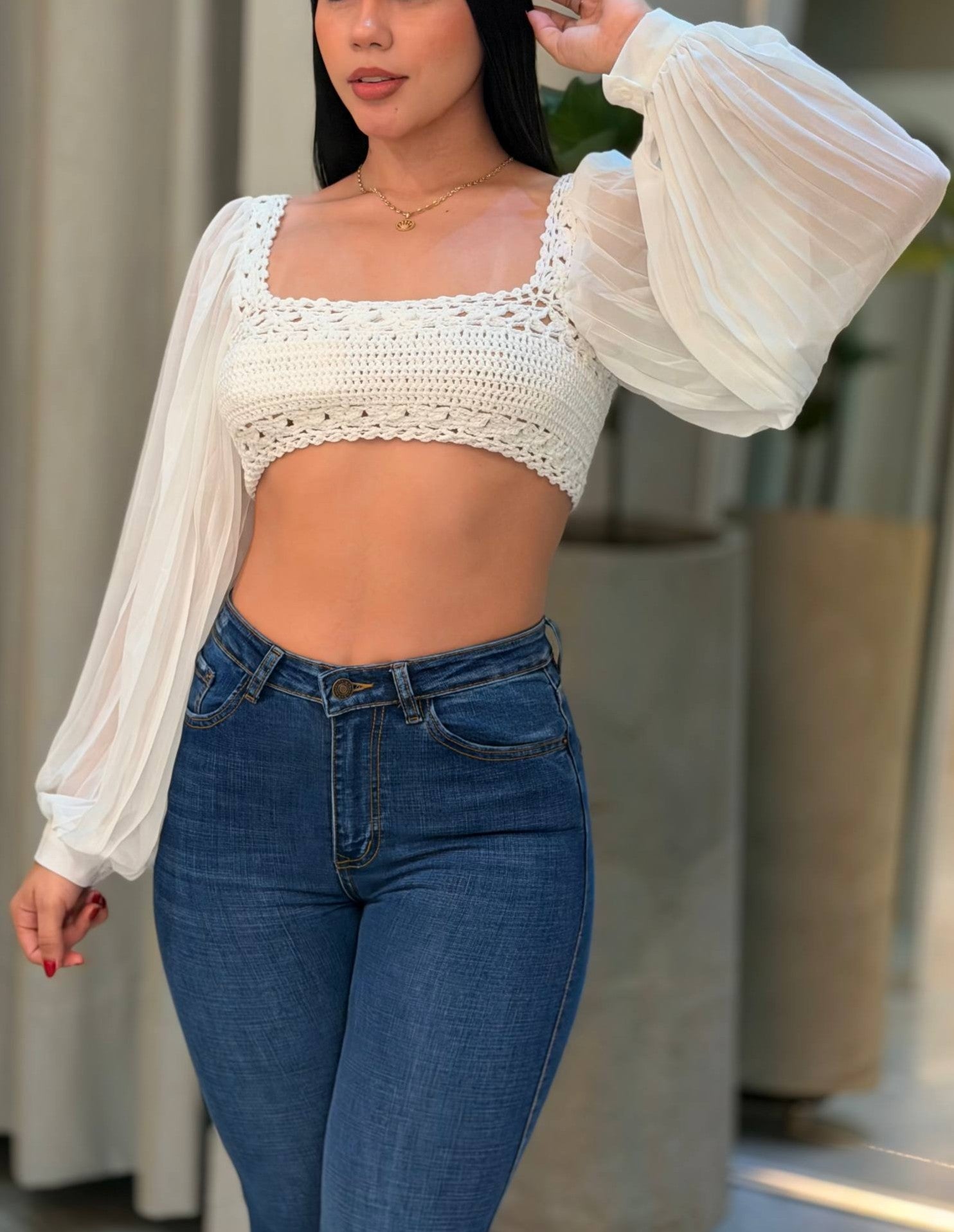 Crop Top Blanco  | CROPYR2080 Importado