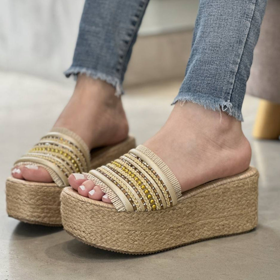 Sandalias Plataformas en Yute Nueva Colección CR03