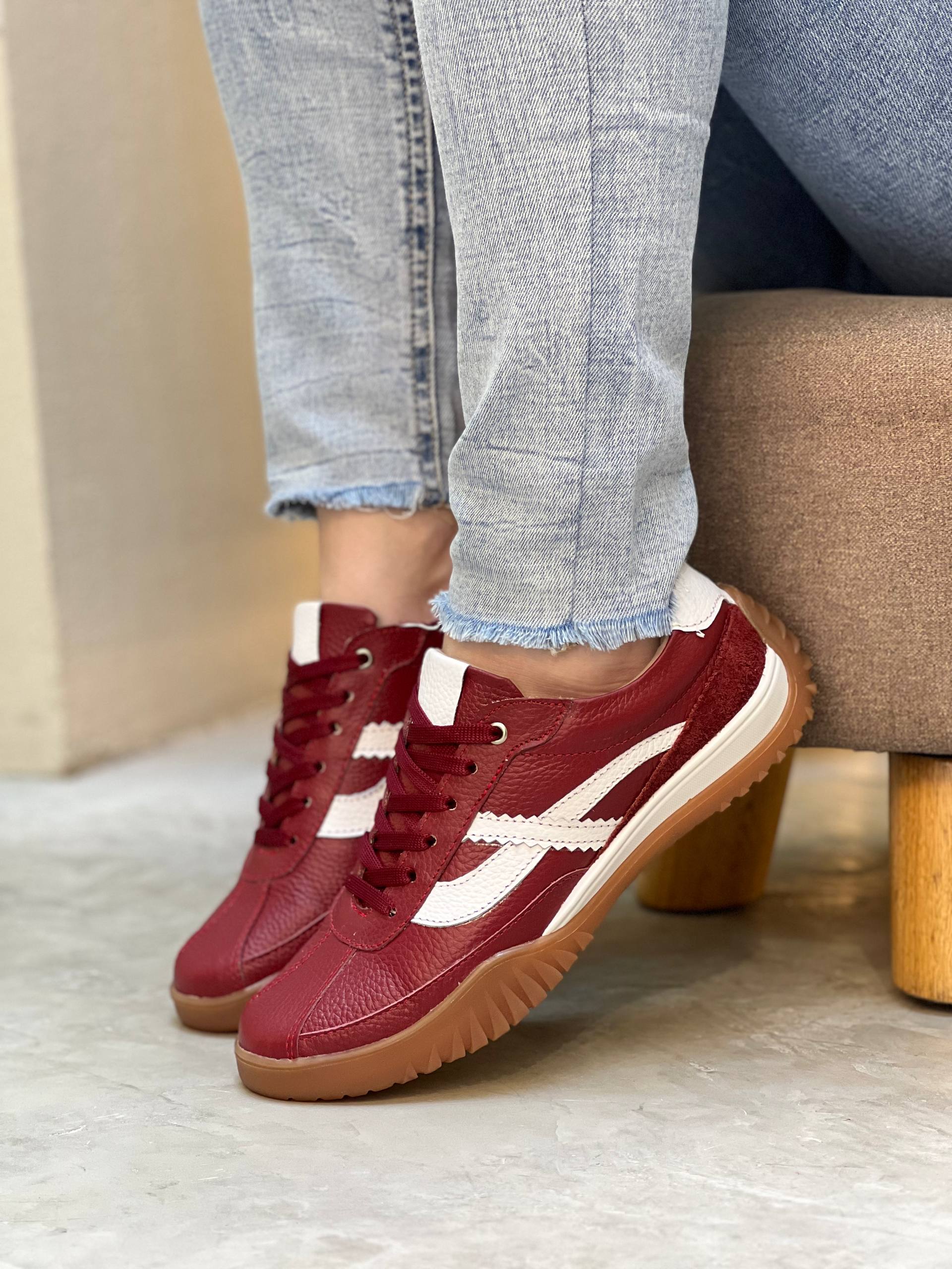 Tenis en cuero estilo retro DS104 para mujer | Maraldo