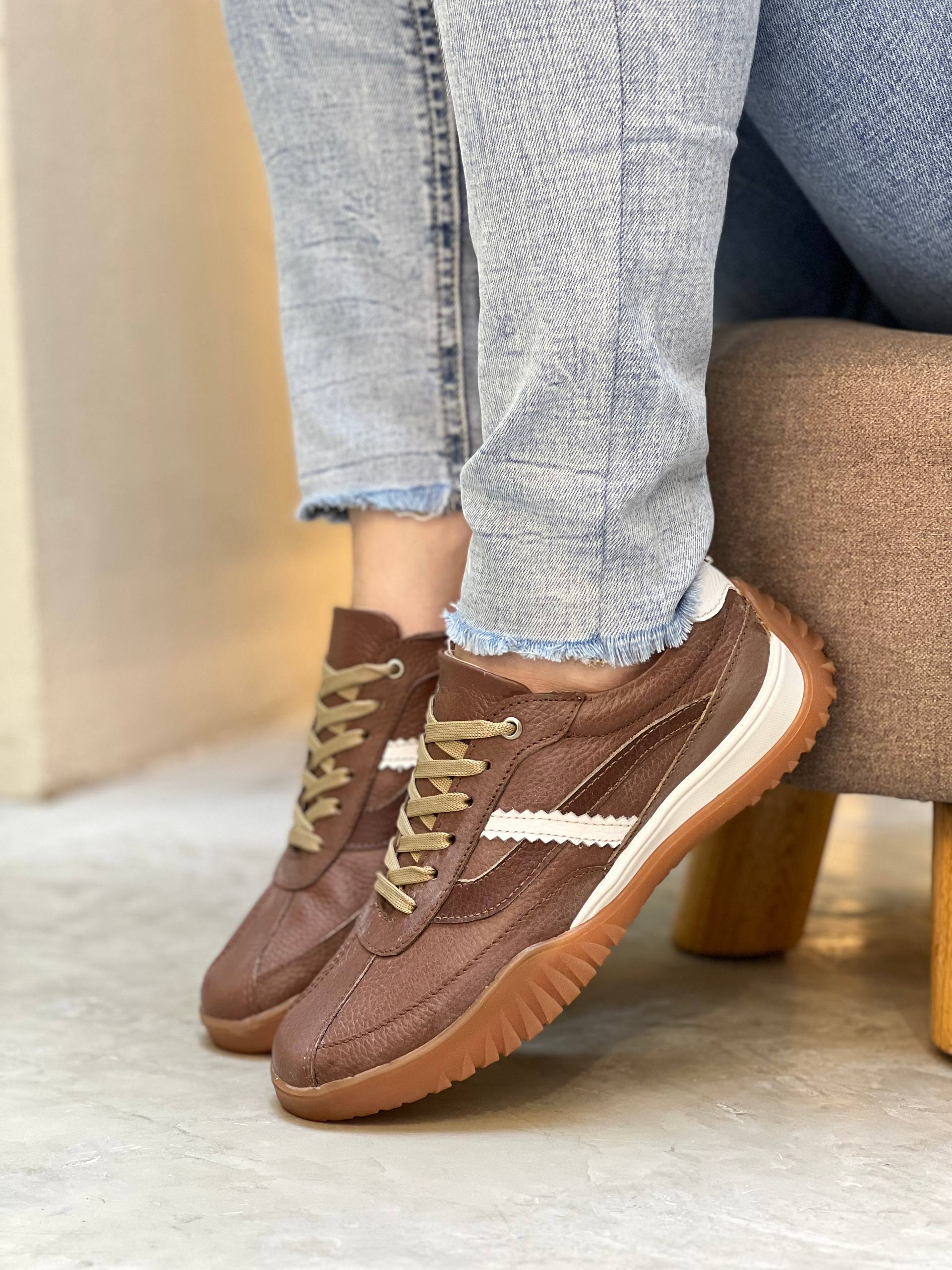 Tenis en cuero estilo retro DS104 para mujer | Maraldo