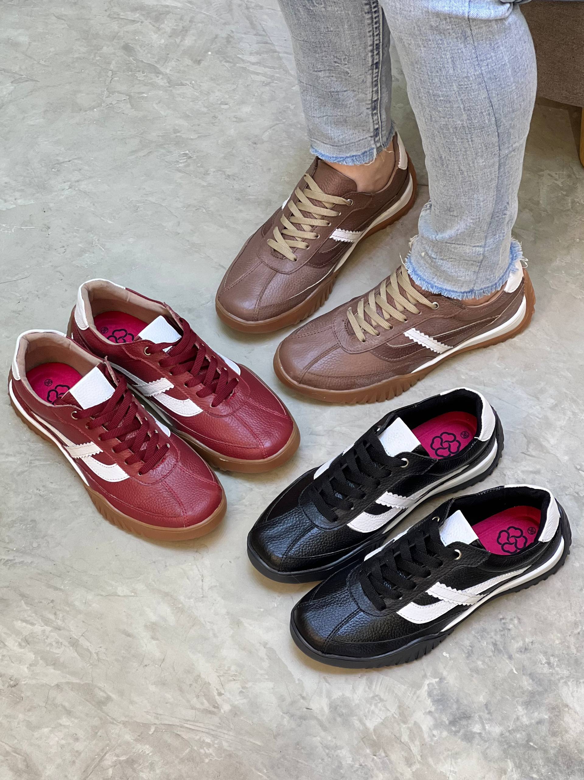 Tenis en cuero estilo retro DS104 para mujer | Maraldo