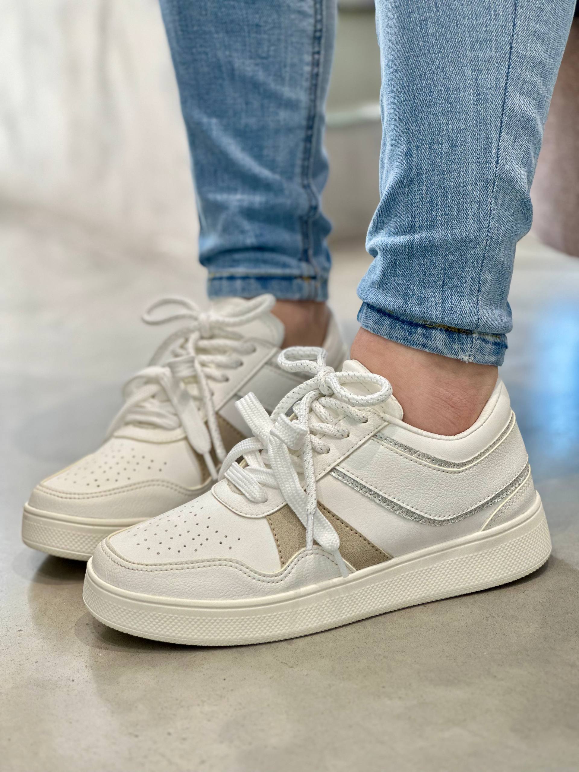 Tenis Doble Cordón Cream - D880