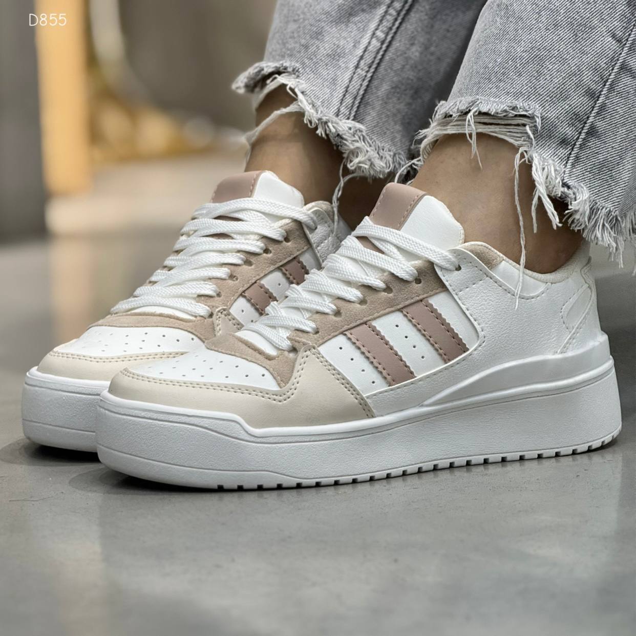 Tenis deportivos para mujer Marfil con Nude – D855