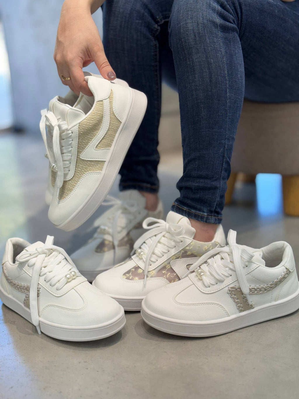 Tenis Marfil para Mujer con detalle tejido  - D881