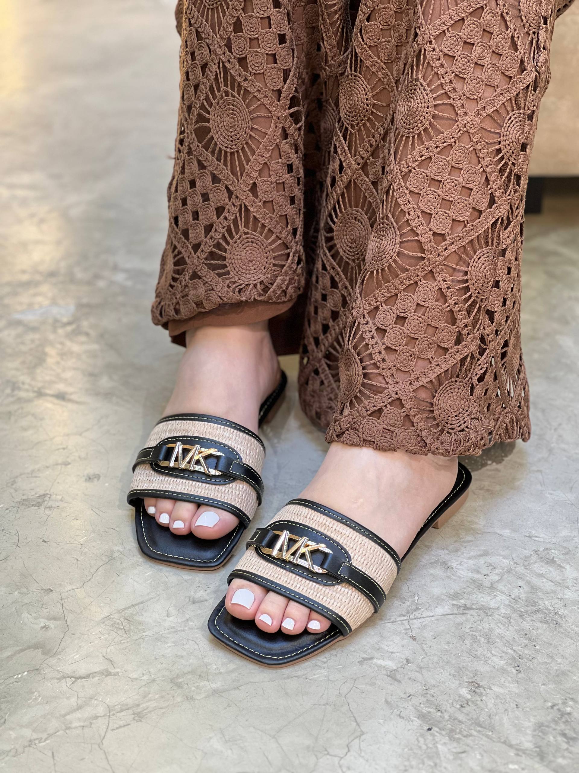 Sandalias planas elegantes para mujer con yute |  P1567