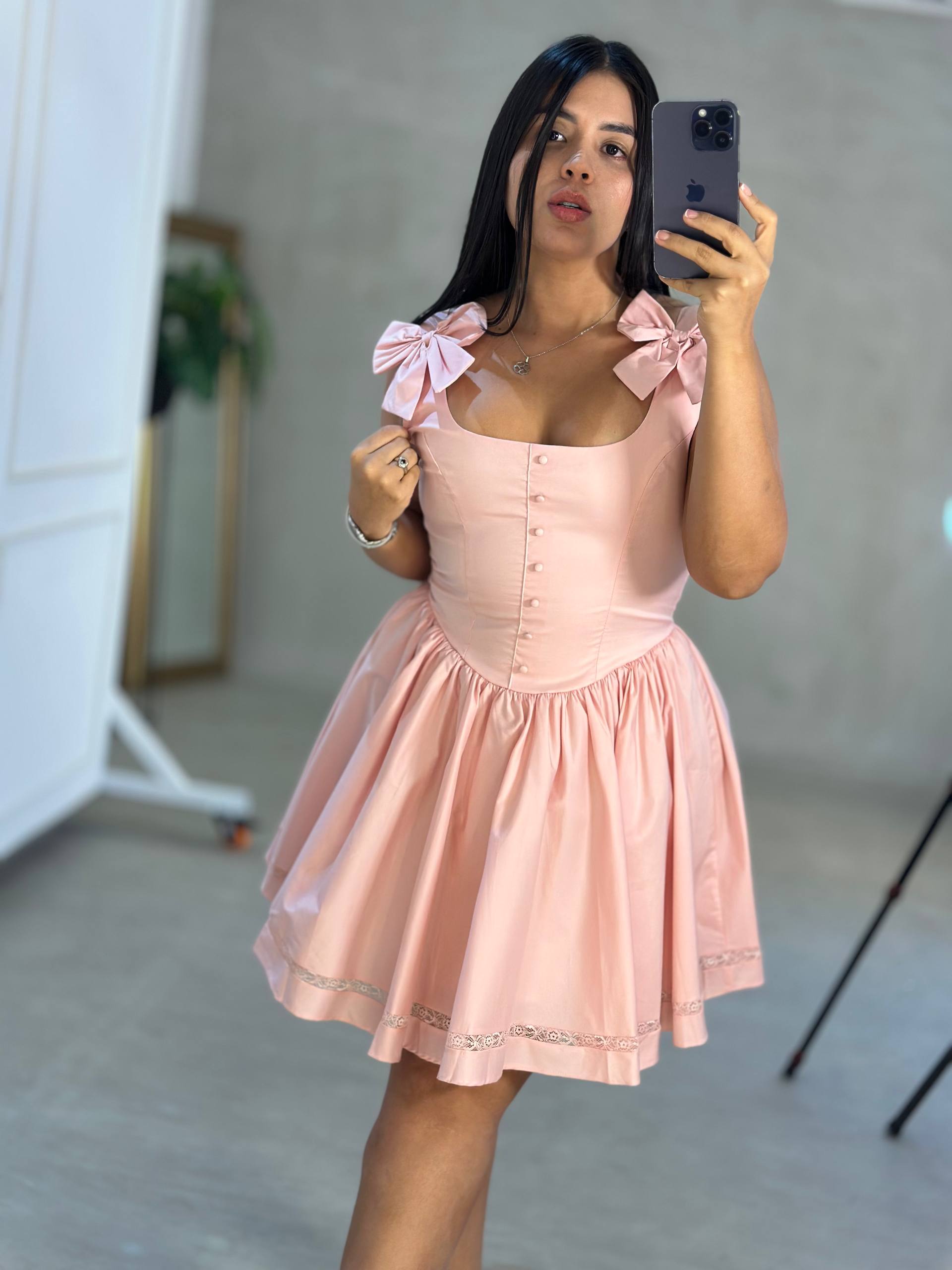 Vestido Corto Rosa Pastel| VST8061 Importado