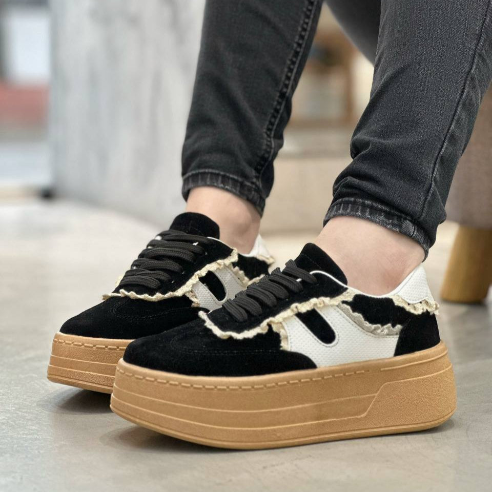 Zapatos Negros Suela alta 5cm para mujer - D867