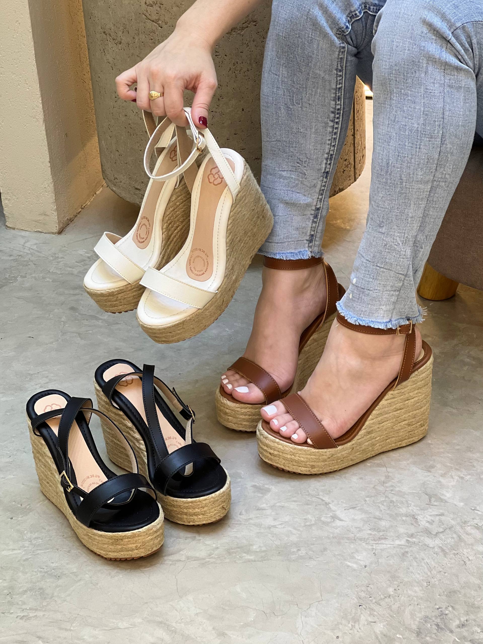 Sandalia de plataforma en yute PLTF993 para mujer | Maraldo