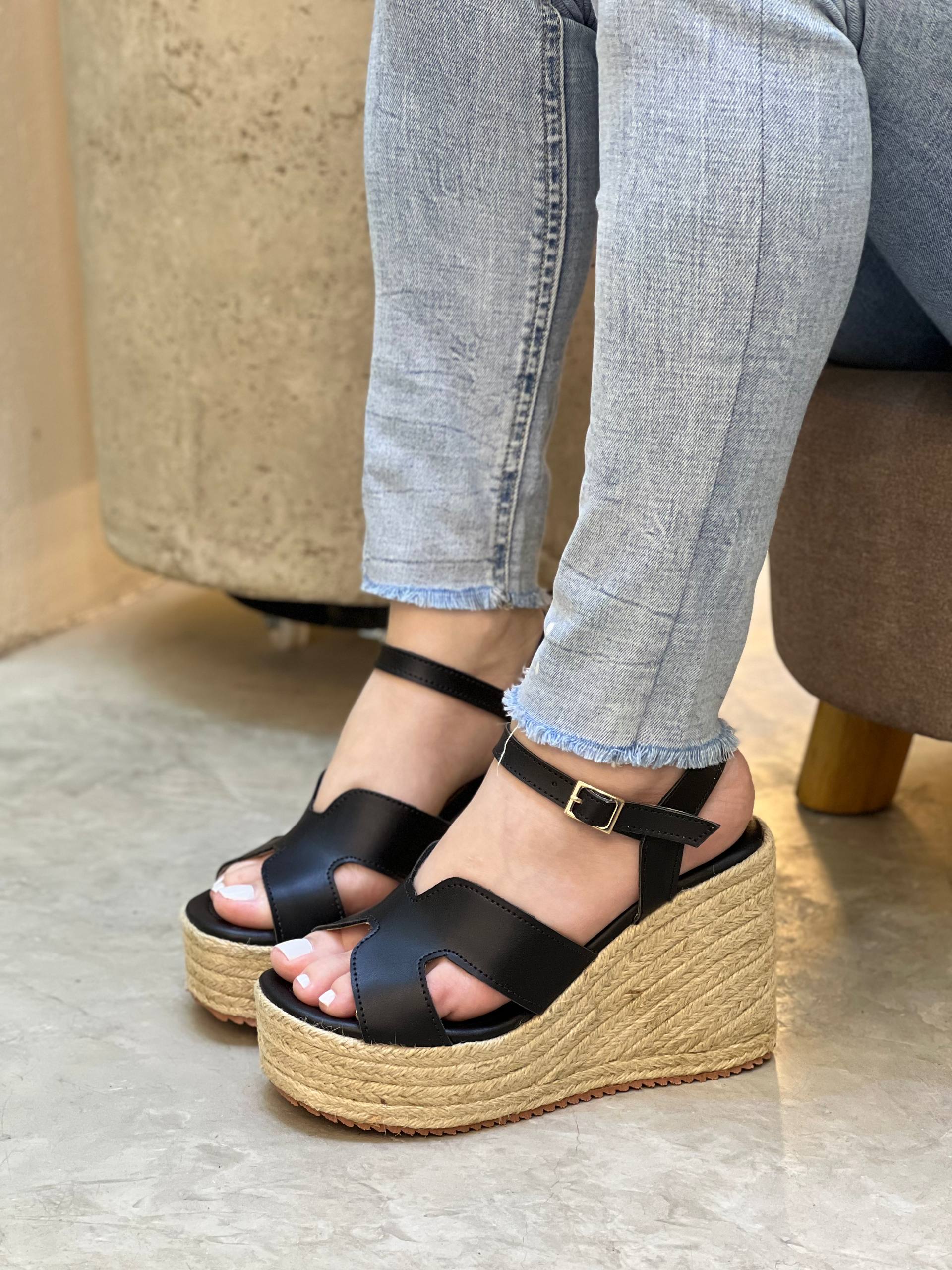 Sandalia de plataforma en yute PLTF994 para mujer | Maraldo