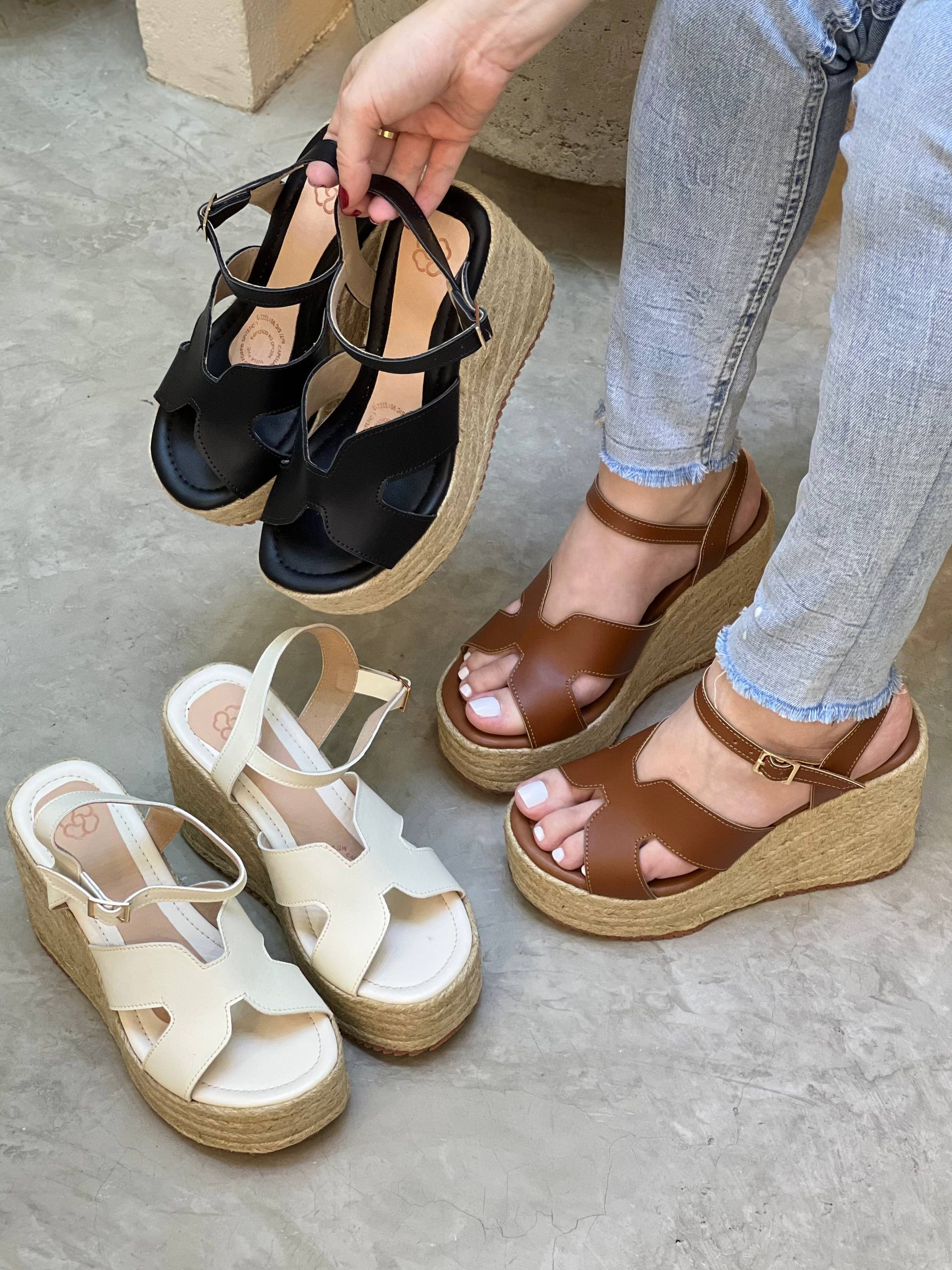 Sandalia de plataforma en yute PLTF994 para mujer | Maraldo