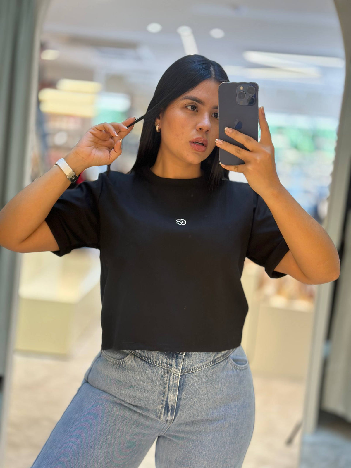 Camisa crop negro basica CROP01 | Maraldo