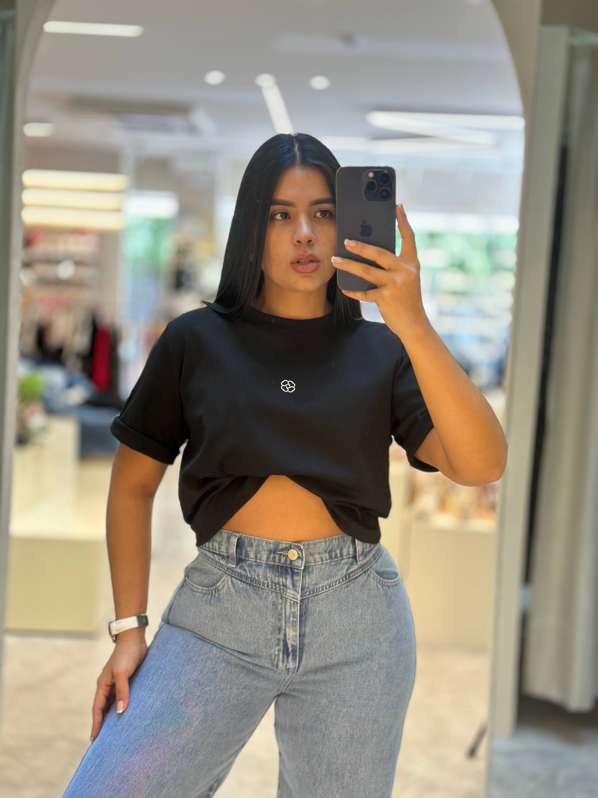 Camisa crop negro basica CROP01 | Maraldo