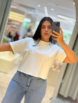 Camisa crop marfil basica CROP01 | Maraldo