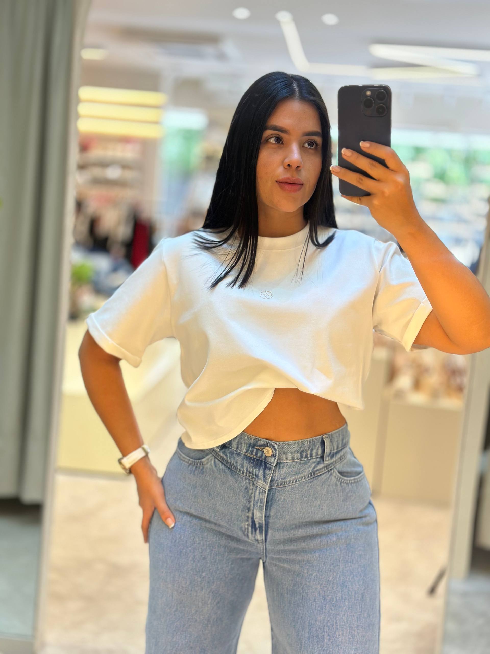 Camisa crop marfil basica CROP01 | Maraldo