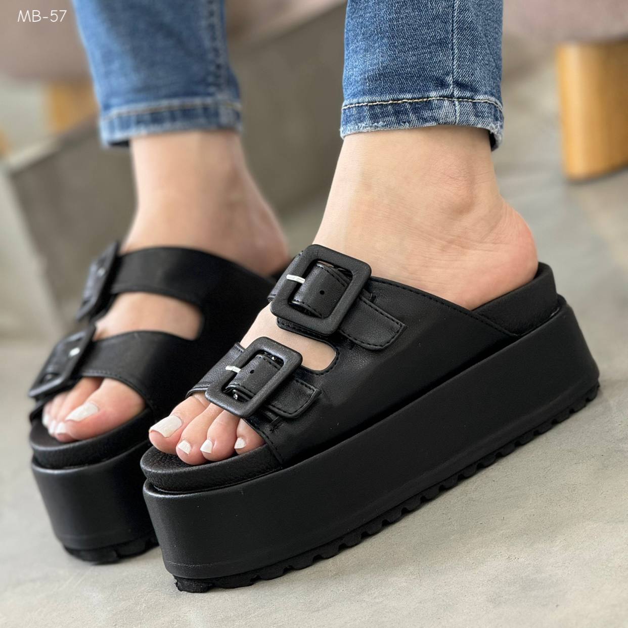 Sandalias Plataforma Negras MB57 | MARALDO