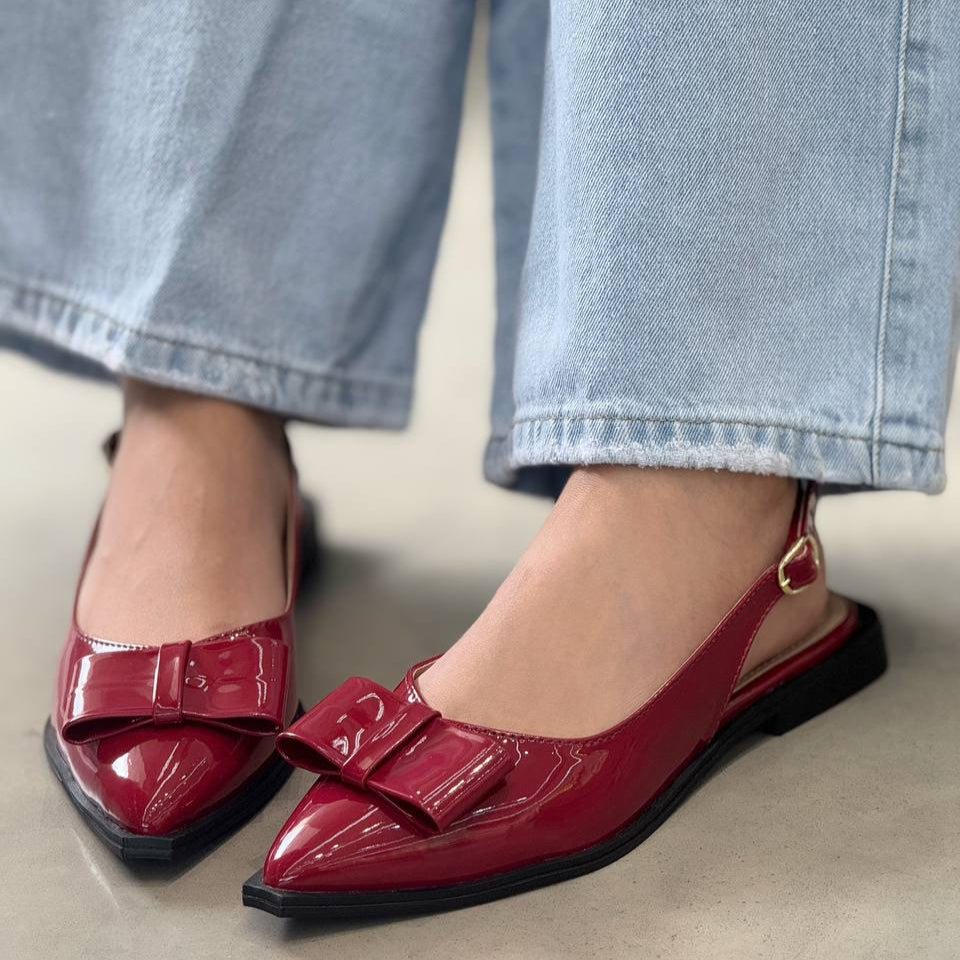 Baletas Vinotinto Punta Fina con Lazo VL12 para mujer | Maraldo