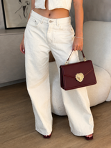Jean Wide Leg Denim Bordado Beige | JBC81