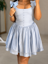 Vestido Corto Azul| VST8061 Importado