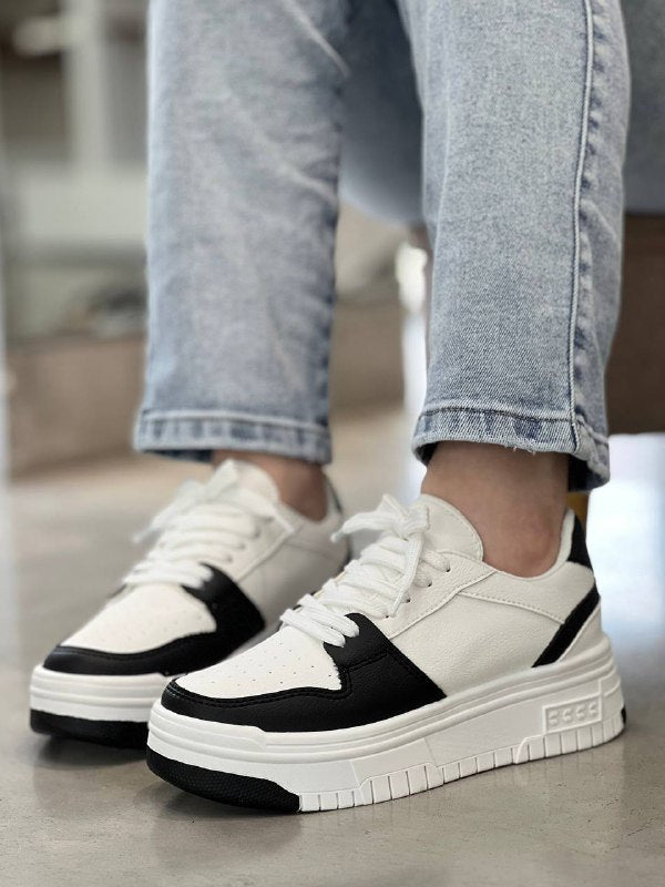 Tenis blancos con negro para mujer  - D876
