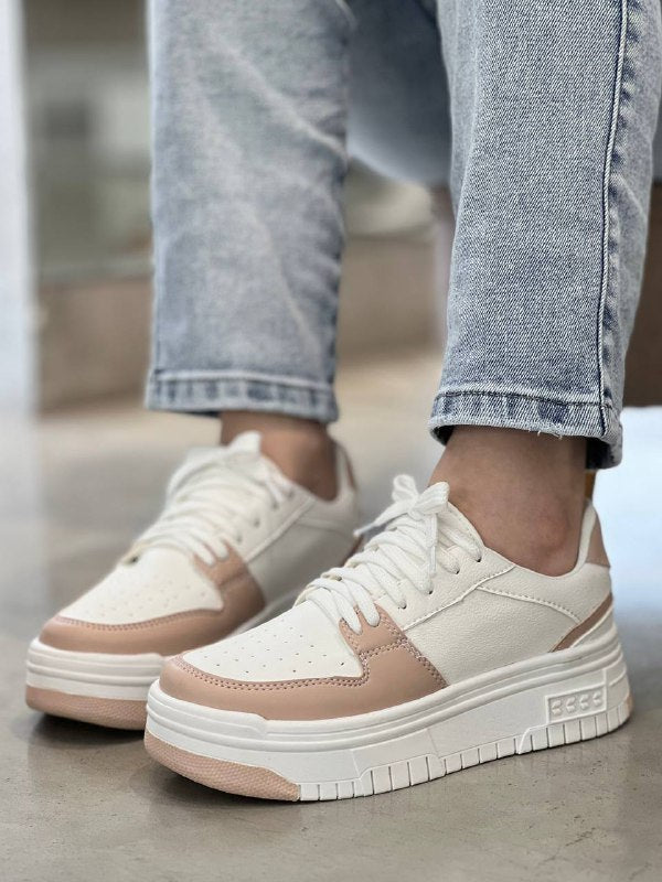 Tenis blancos con Nude para mujer - D876