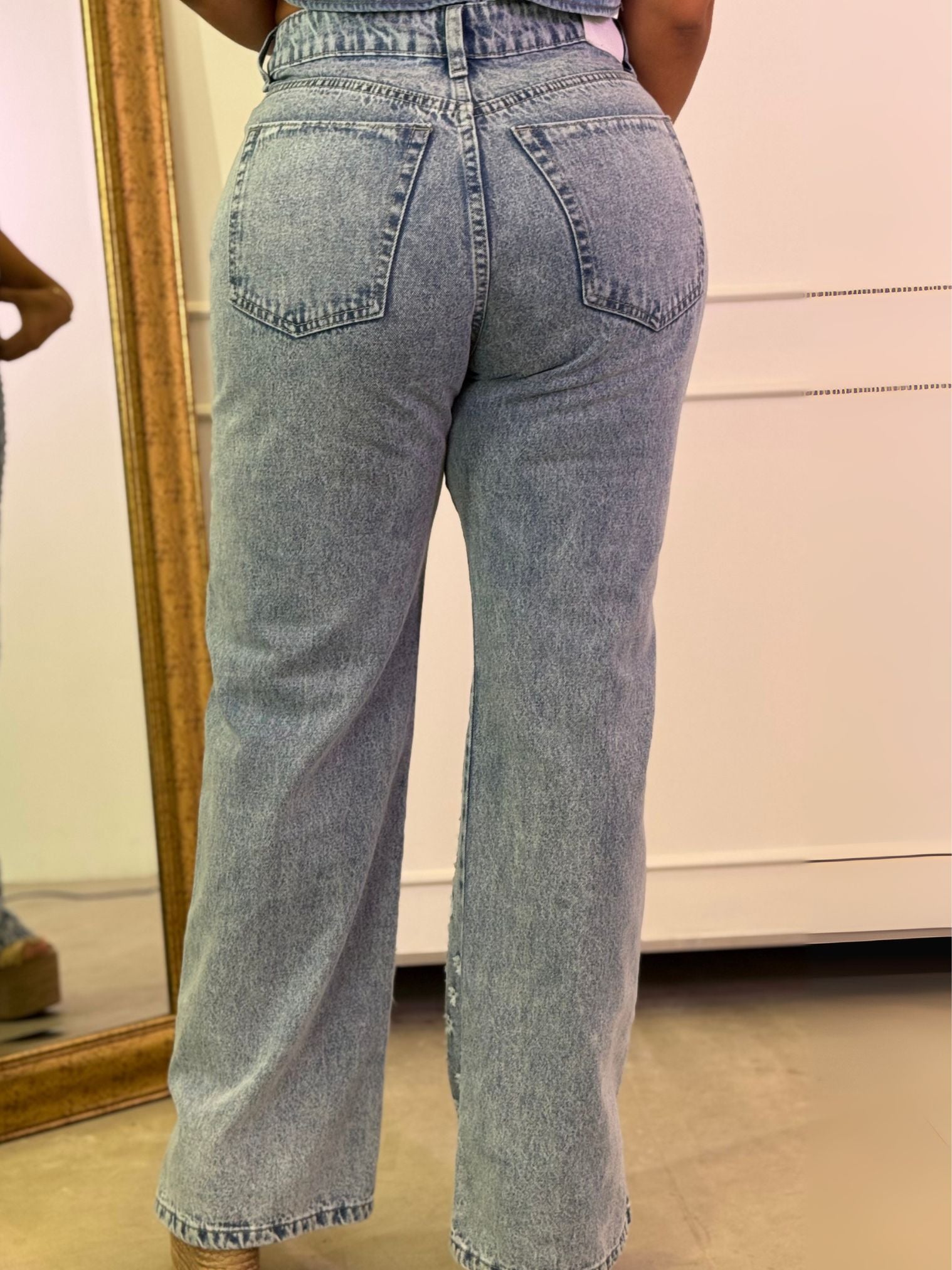 Jean azul claro estampado tiro alto – JBC08