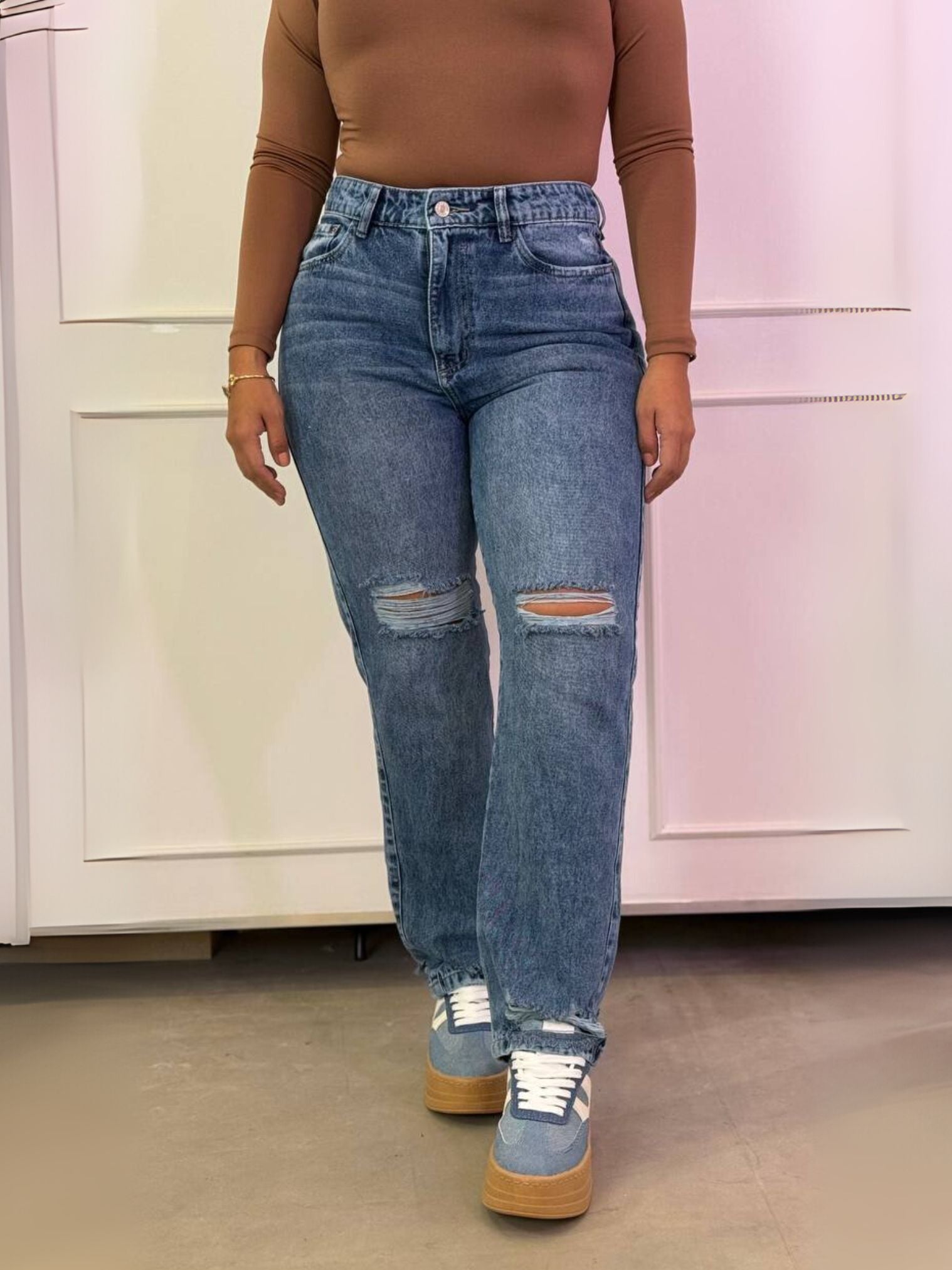 Jean Mom Fit Tiro Alto para Mujer - JBR09