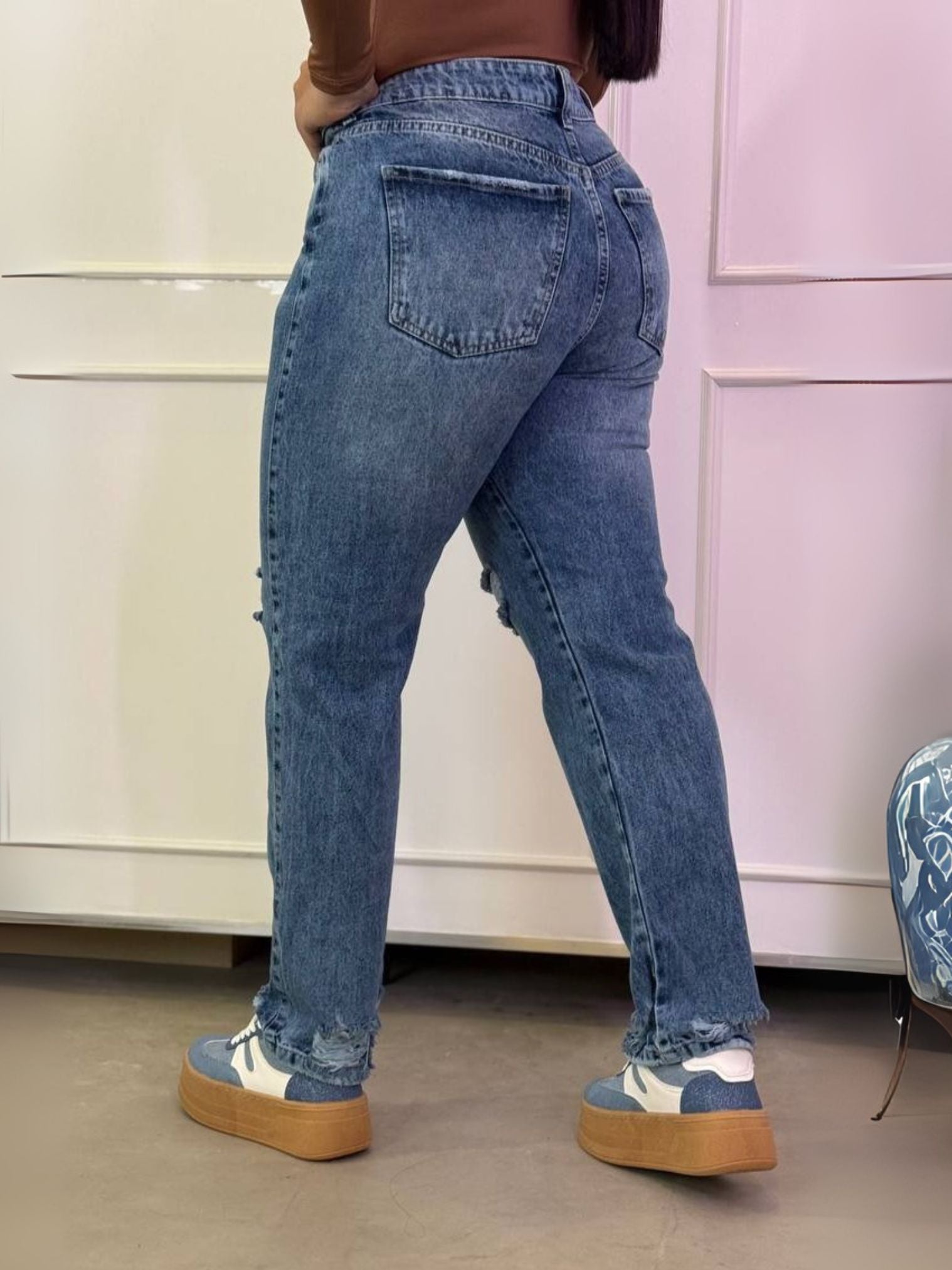 Jean Mom Fit Tiro Alto para Mujer - JBR09