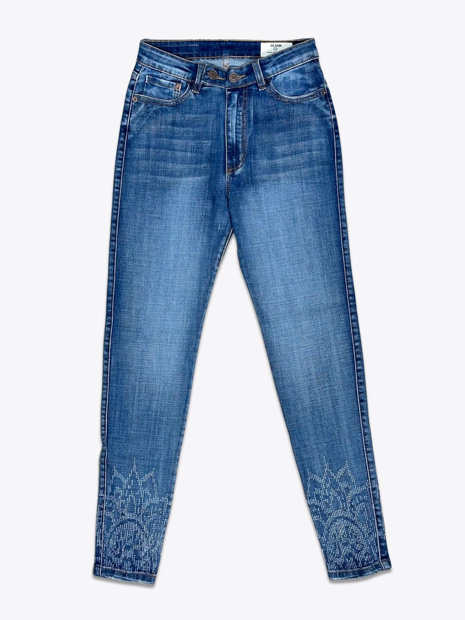 Jean skinny tiro alto con detalles en bota  – JSK40