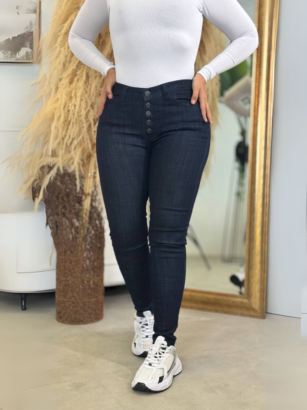 Jean skinny  tiro alto con botones frontales JSK29 | MARALDO