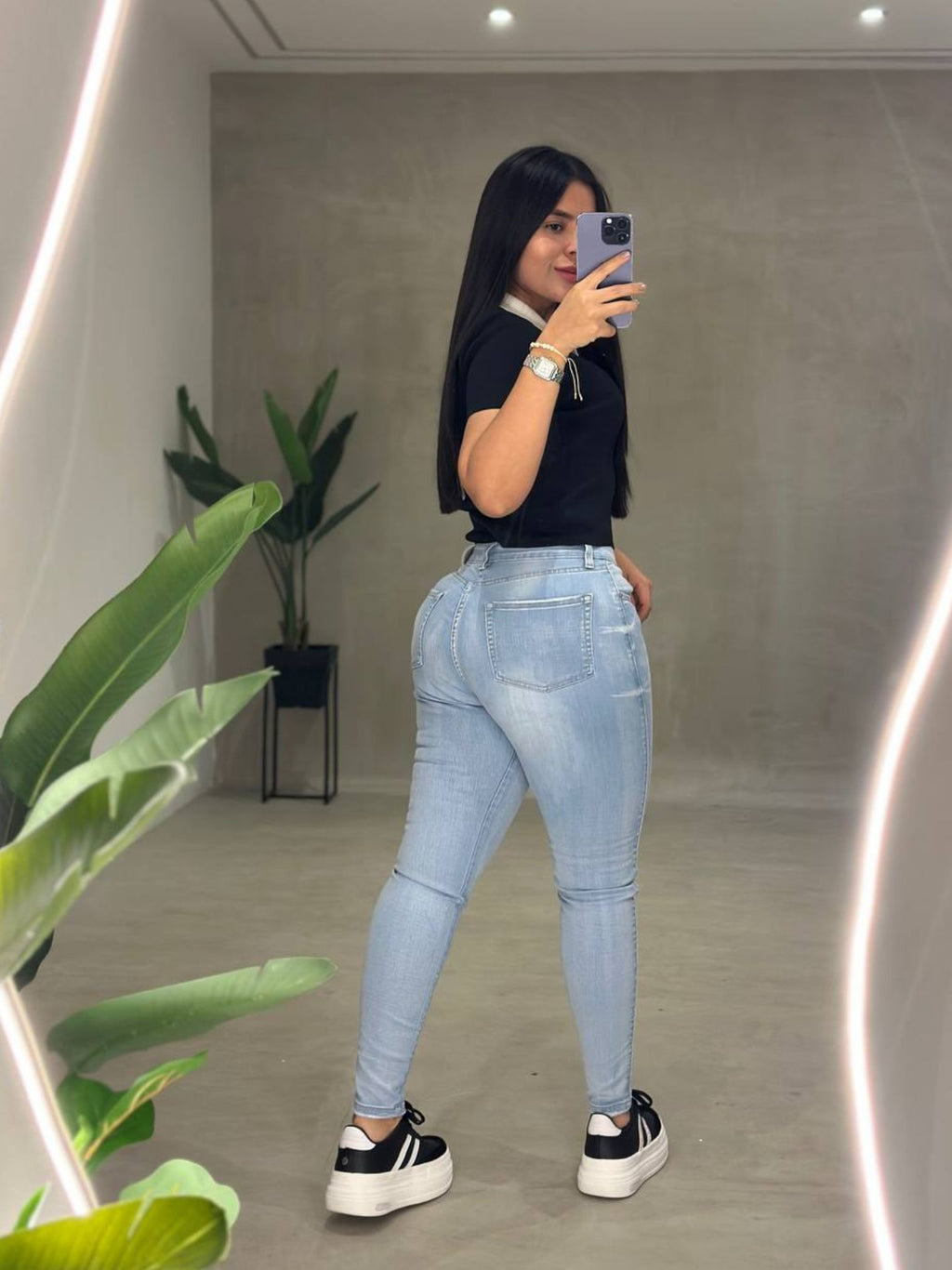 Jean skinny hielo tiro alto con botones – JSK17