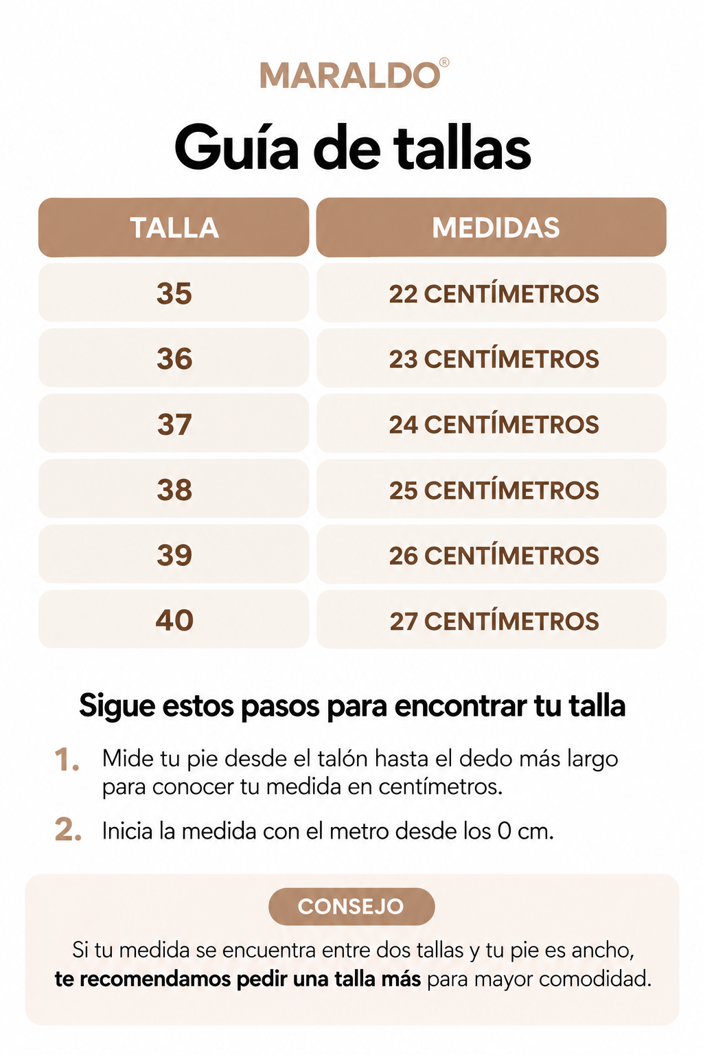 GUÍA DE TALLAS