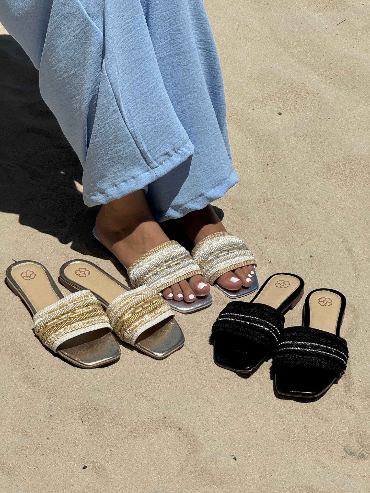 Sandalias planas estilo artesanal P1495 para mujer | Maraldo
