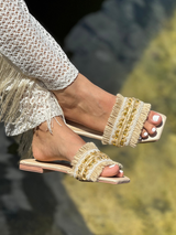 Sandalias Planas para mujer P1486 con Toques Dorados | Maraldo
