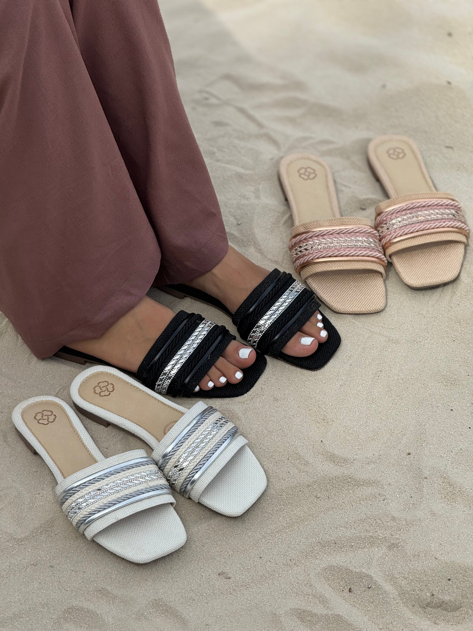 Sandalias Planas Mujer con Detalles Trenzados -P1492