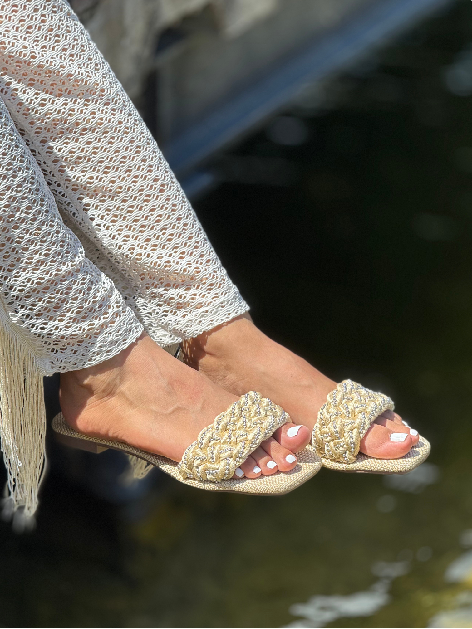 Sandalias Planas con Trenza Artesanal P1494 para mujer | Maraldo