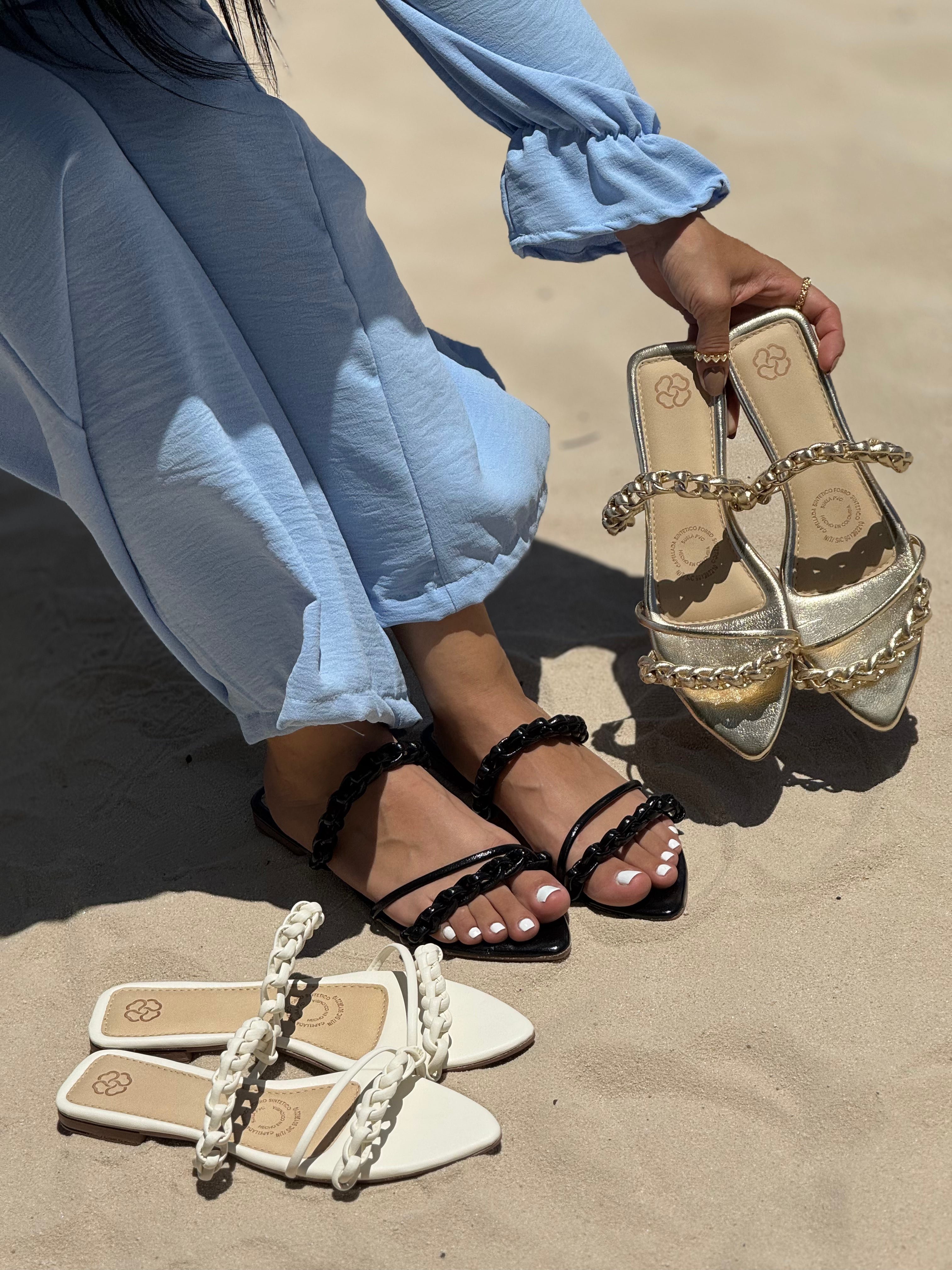 Sandalia plana minimalsta P1526 para mujer | Maraldo