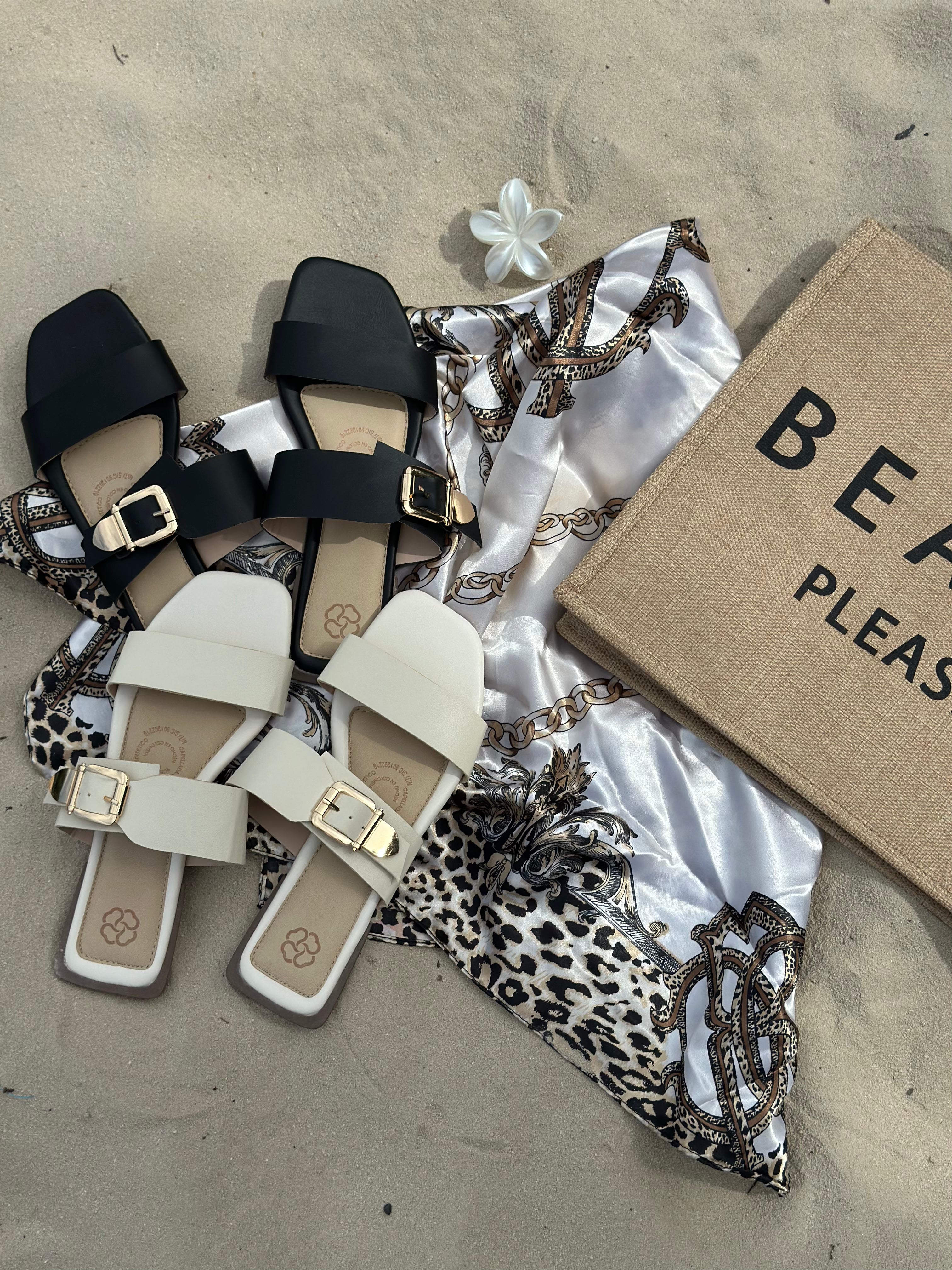 Sandalias planas con hebilla P1520 para mujer | Maraldo