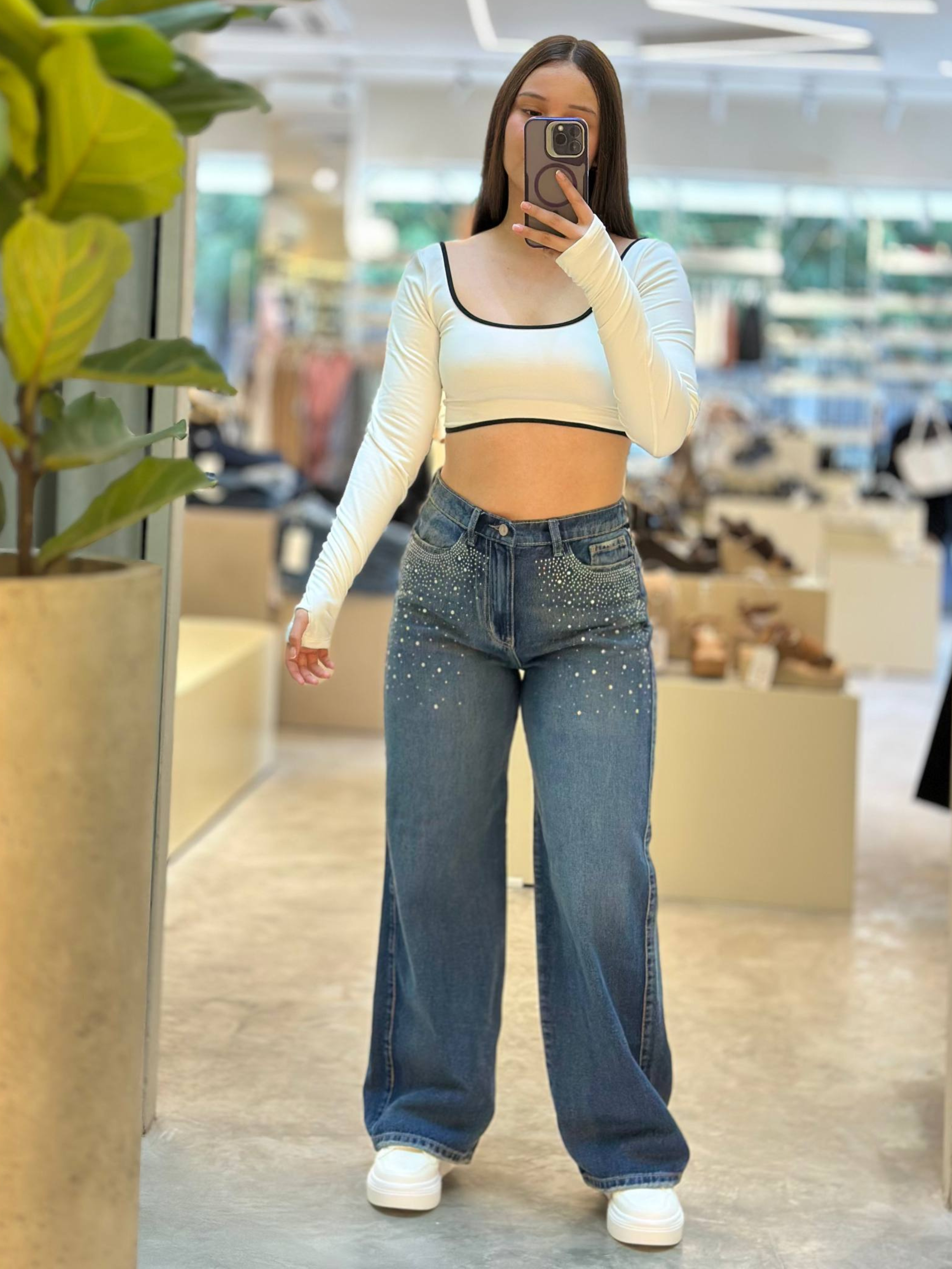 Jean para mujer con brillos JBC20