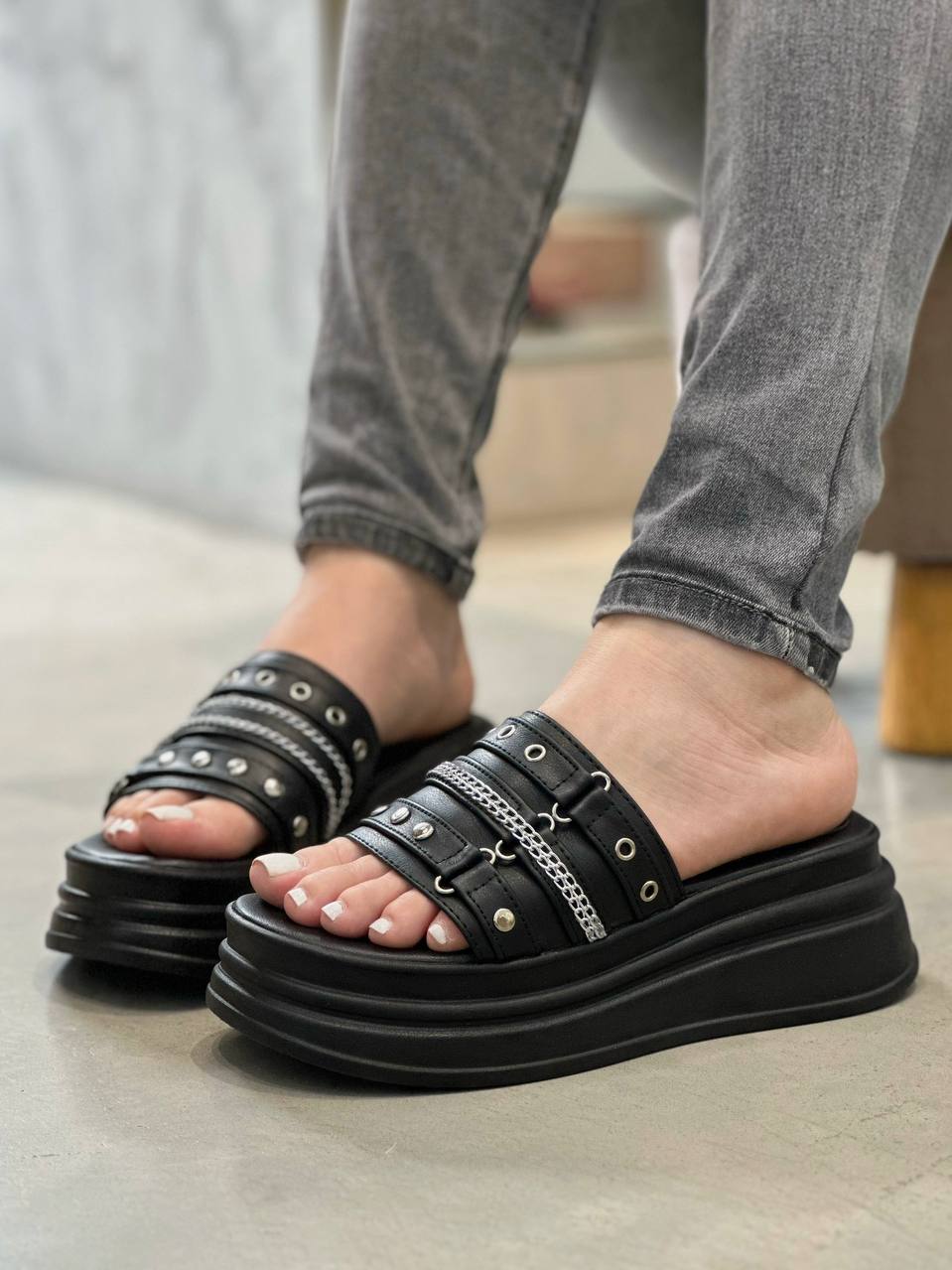 Sandalias negras plataforma chunky - MB86