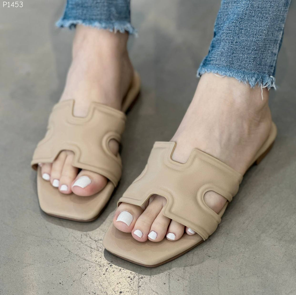 Sandalias planas casuales tipo Hermes acolchadas P1453 para mujer | MARALDO